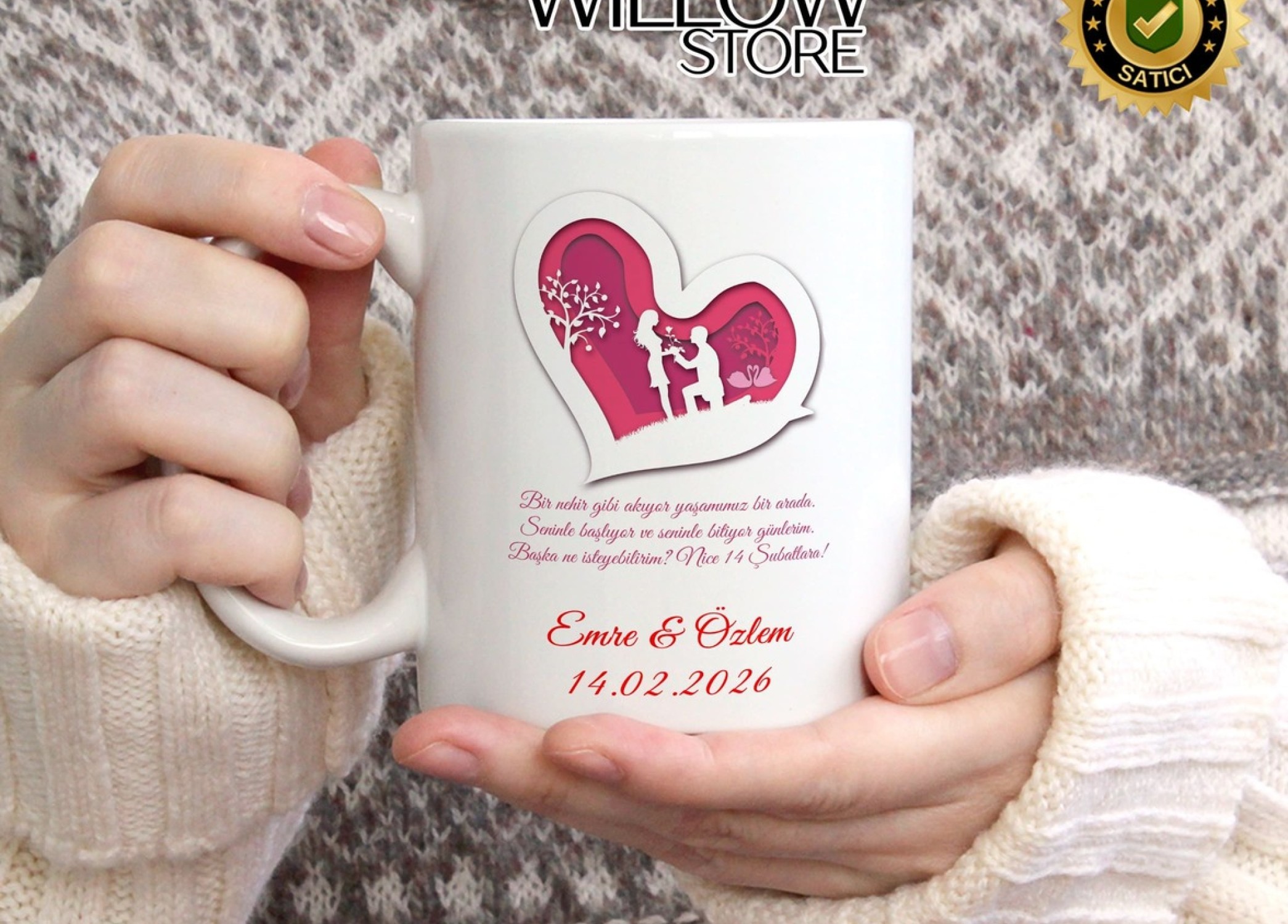 Sevgililer Günü,Sevgiliye Özel,Aşk,Sevgi Porselen Kupa Bardak-100