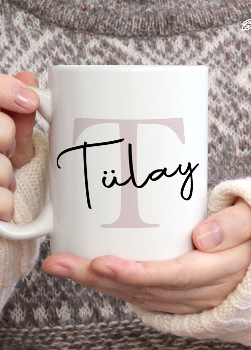 KİŞİYE ÖZEL KADIN İSİMLİ T HARFİ PORSELEN KUPA BARDAK,MODERN,ESTETİK,HEDİYE,KALİTELİ
