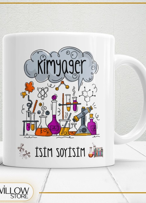 KİMYAGER TEMALI PORSELEN KUPA BARDAK,HEDİYELİK,YÜKSEK KALİTE,MESLEKLER TEMALI