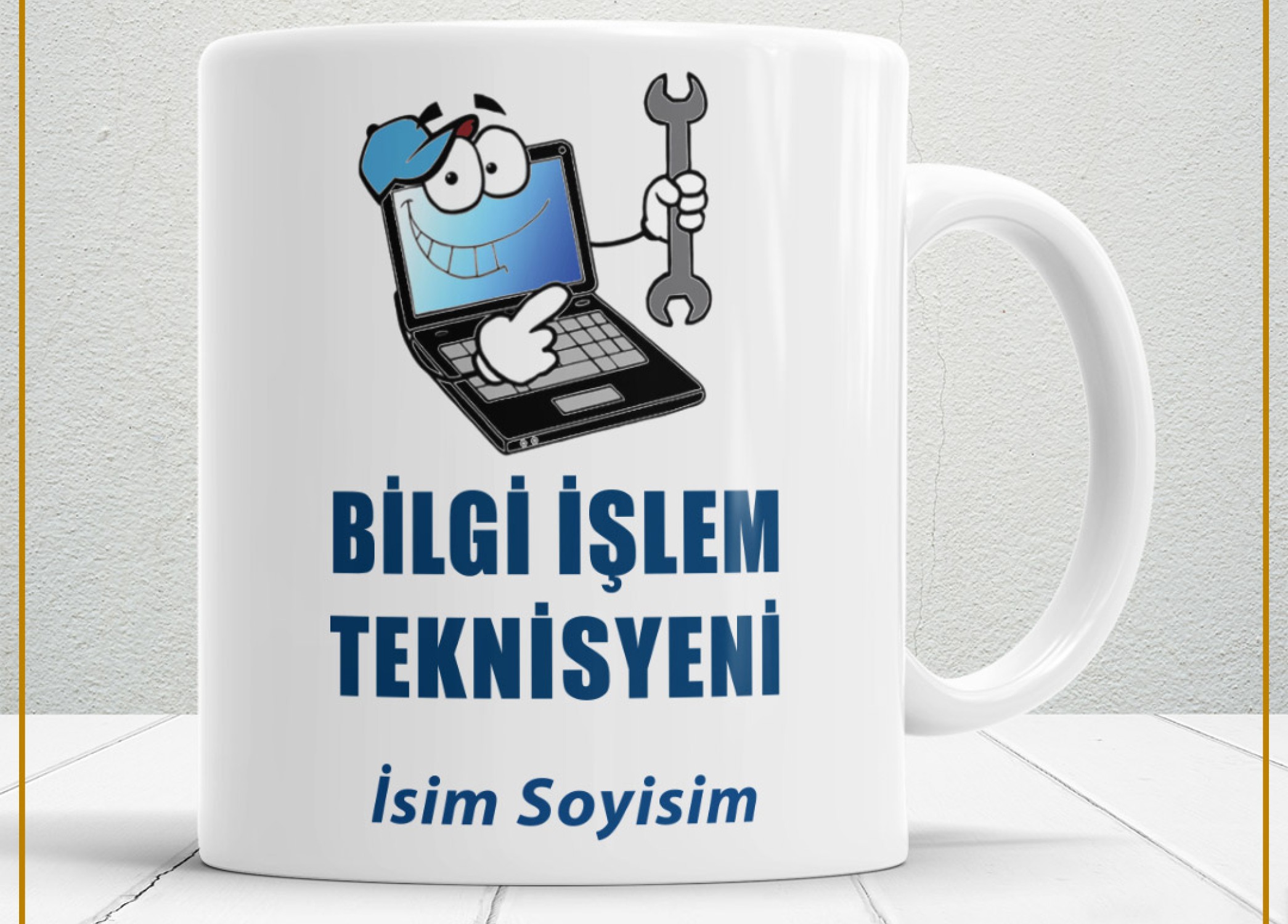 BİLGİ İŞLEM TEKNİSYENİ TEMALI PORSELEN KUPA BARDAK,HEDİYELİK,YÜKSEK KALİTE,MESLEKLER TEMALI