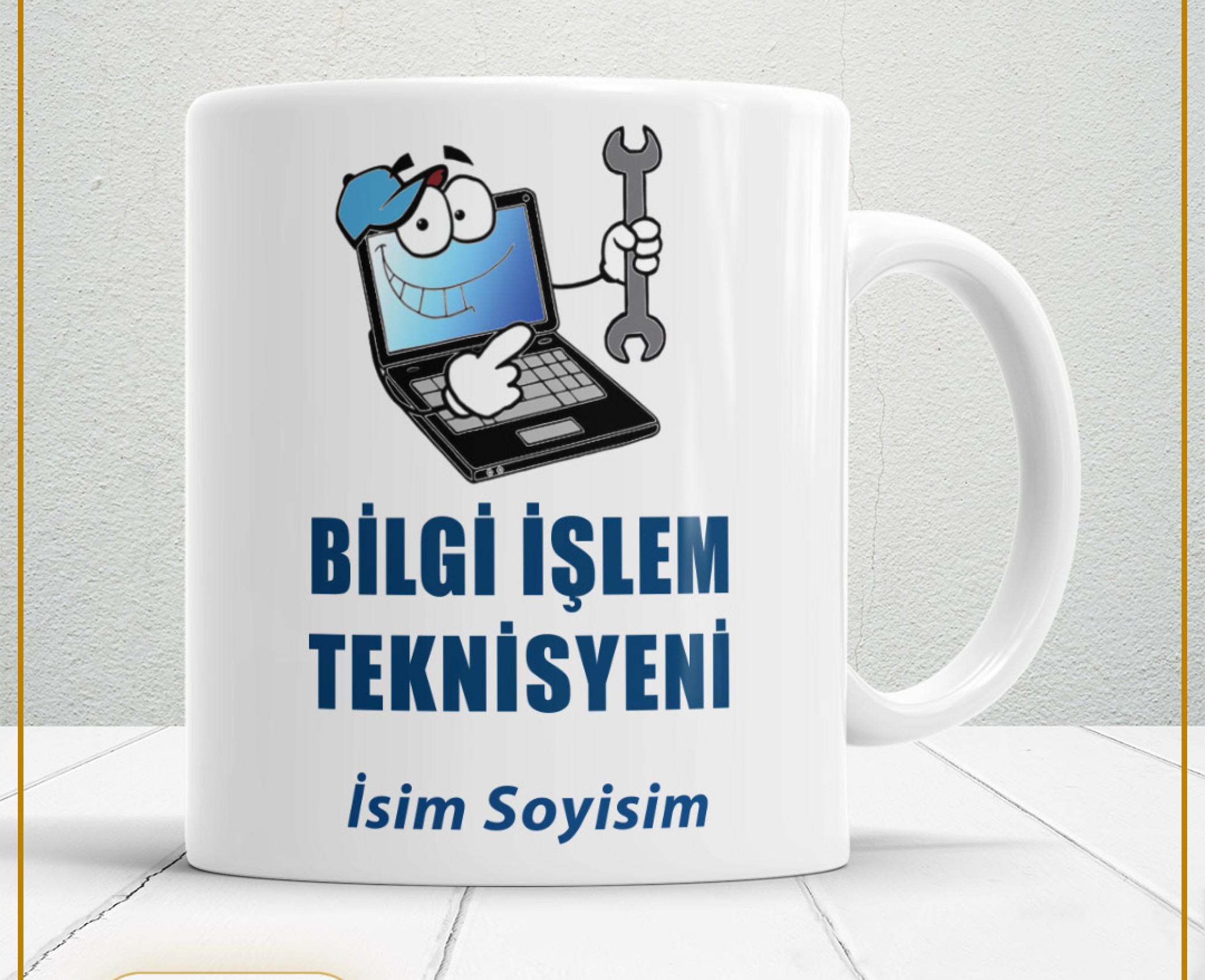BİLGİ İŞLEM TEKNİSYENİ TEMALI PORSELEN KUPA BARDAK,HEDİYELİK,YÜKSEK KALİTE,MESLEKLER TEMALI