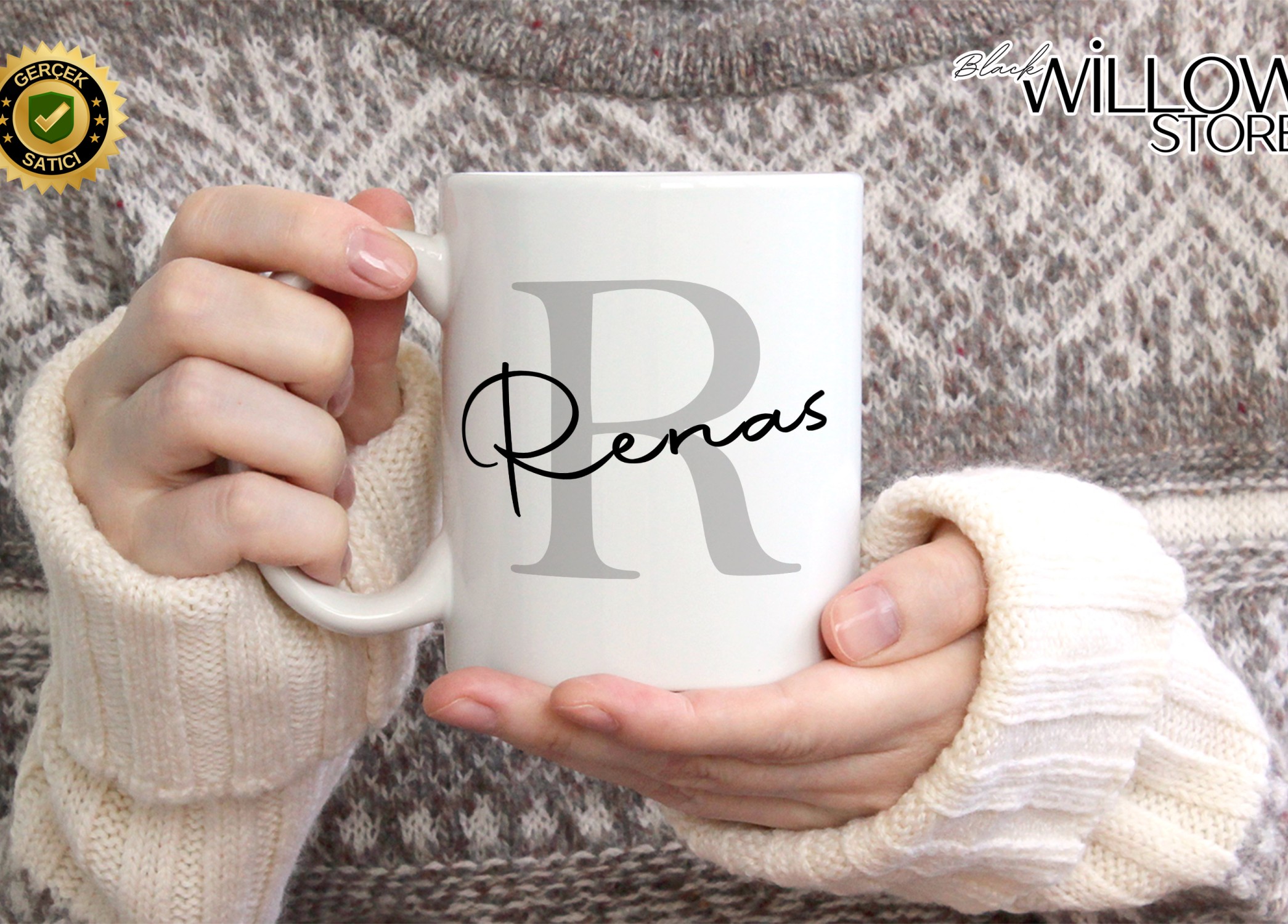 KİŞİYE ÖZEL ERKEK İSİMLİ R HARFİ PORSELEN KUPA BARDAK,MODERN,ESTETİK,HEDİYE,KALİTELİ