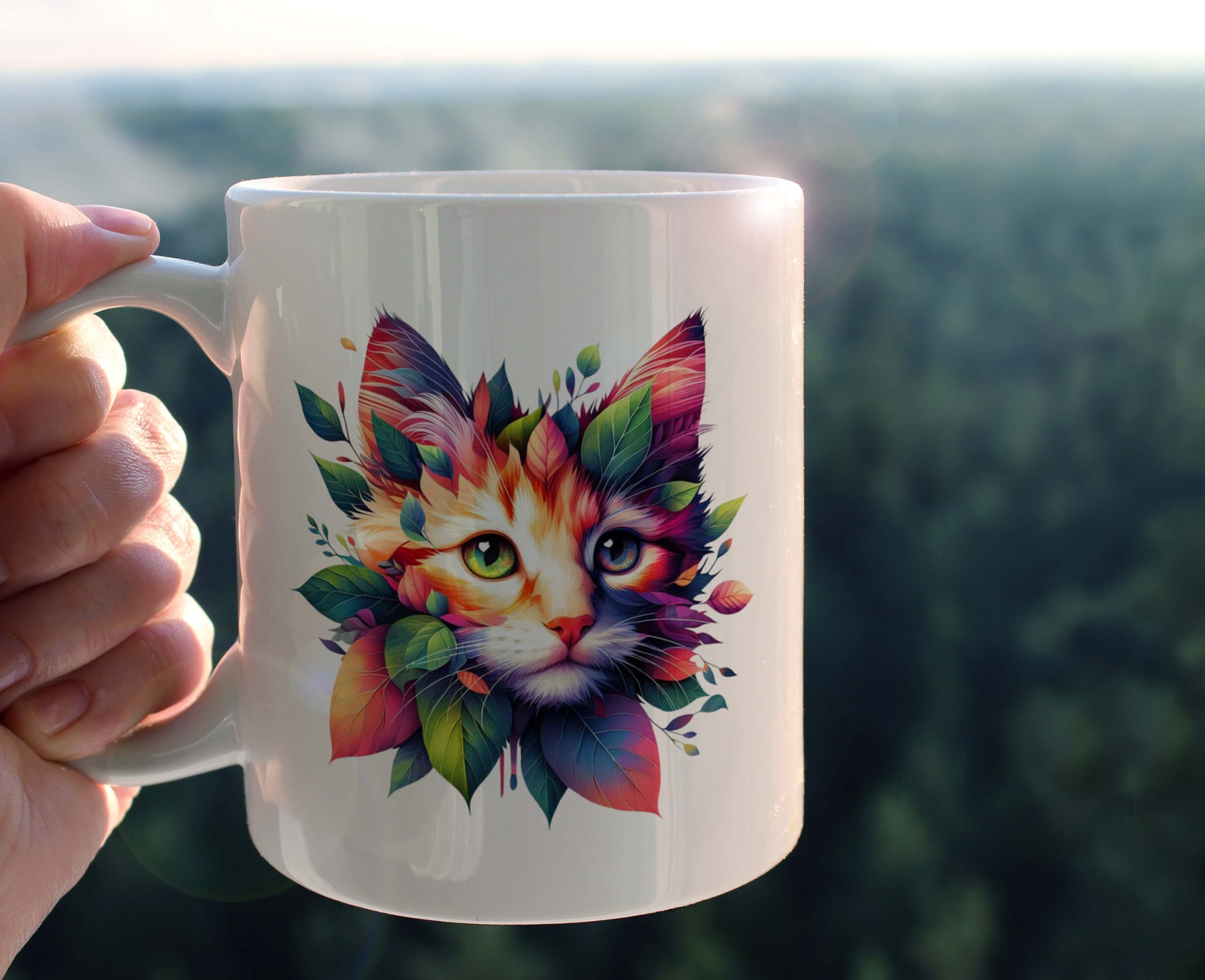 YAPRAK DESENLİ HAYVANLAR SERİSİ 14 , HEDİYELİK ,SEVİMLİ HAYVANLAR,YÜKSEK KALİTE PORSELEN KUPA BARDAK