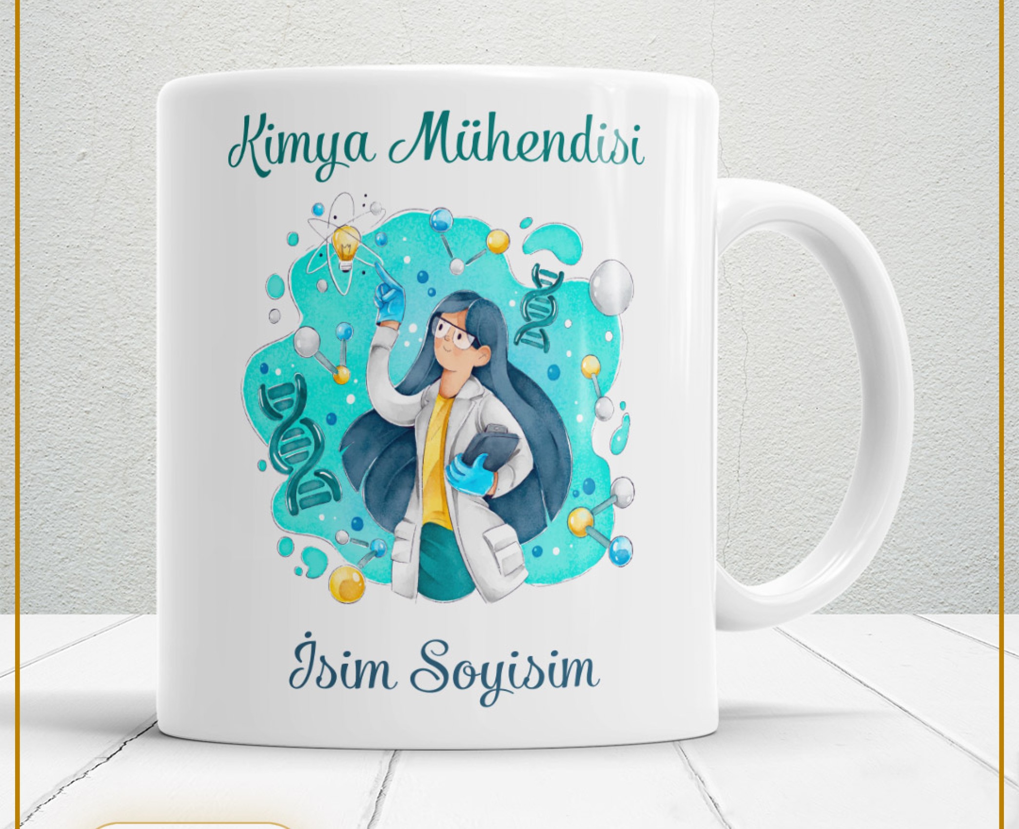 KİMYA MÜHENDİSİ TEMALI PORSELEN KUPA BARDAK,HEDİYELİK,YÜKSEK KALİTE,MESLEKLER TEMALI