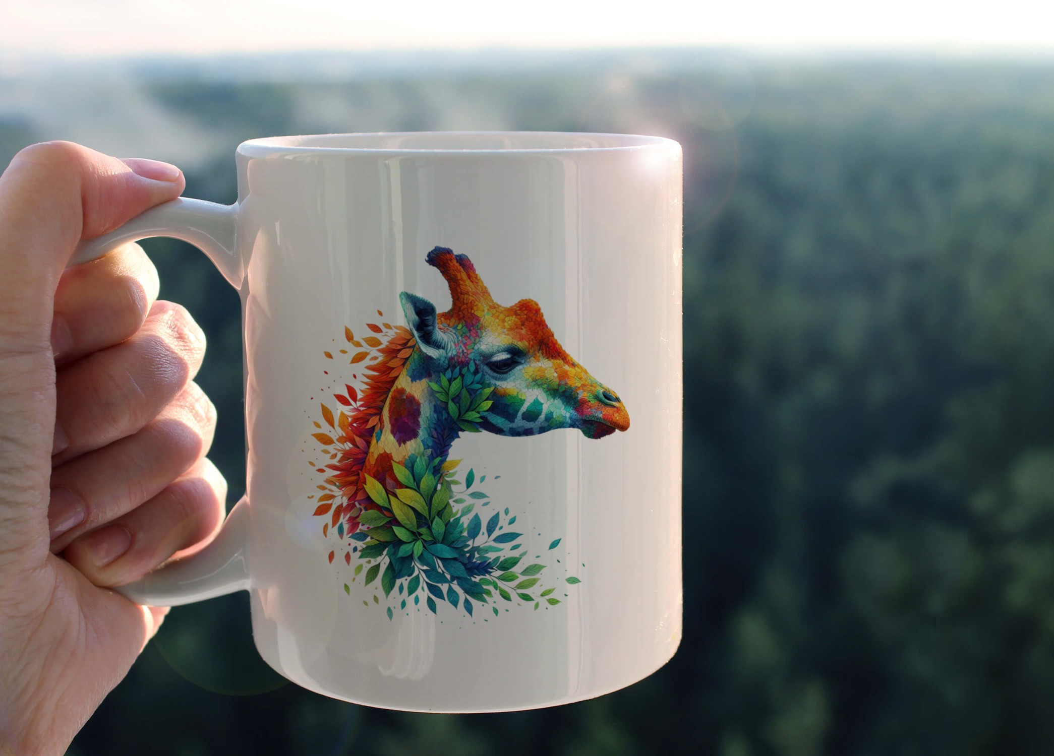 YAPRAK DESENLİ HAYVANLAR SERİSİ 41 , HEDİYELİK ,SEVİMLİ HAYVANLAR,YÜKSEK KALİTE PORSELEN KUPA BARDAK