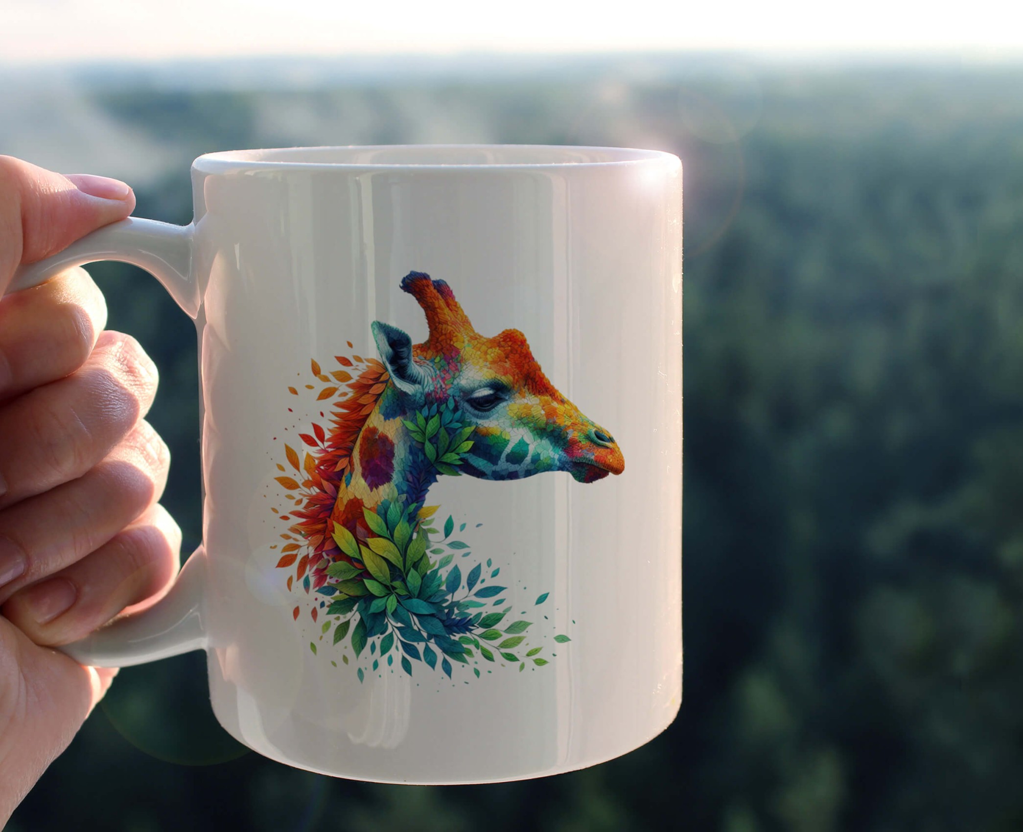 YAPRAK DESENLİ HAYVANLAR SERİSİ 41 , HEDİYELİK ,SEVİMLİ HAYVANLAR,YÜKSEK KALİTE PORSELEN KUPA BARDAK