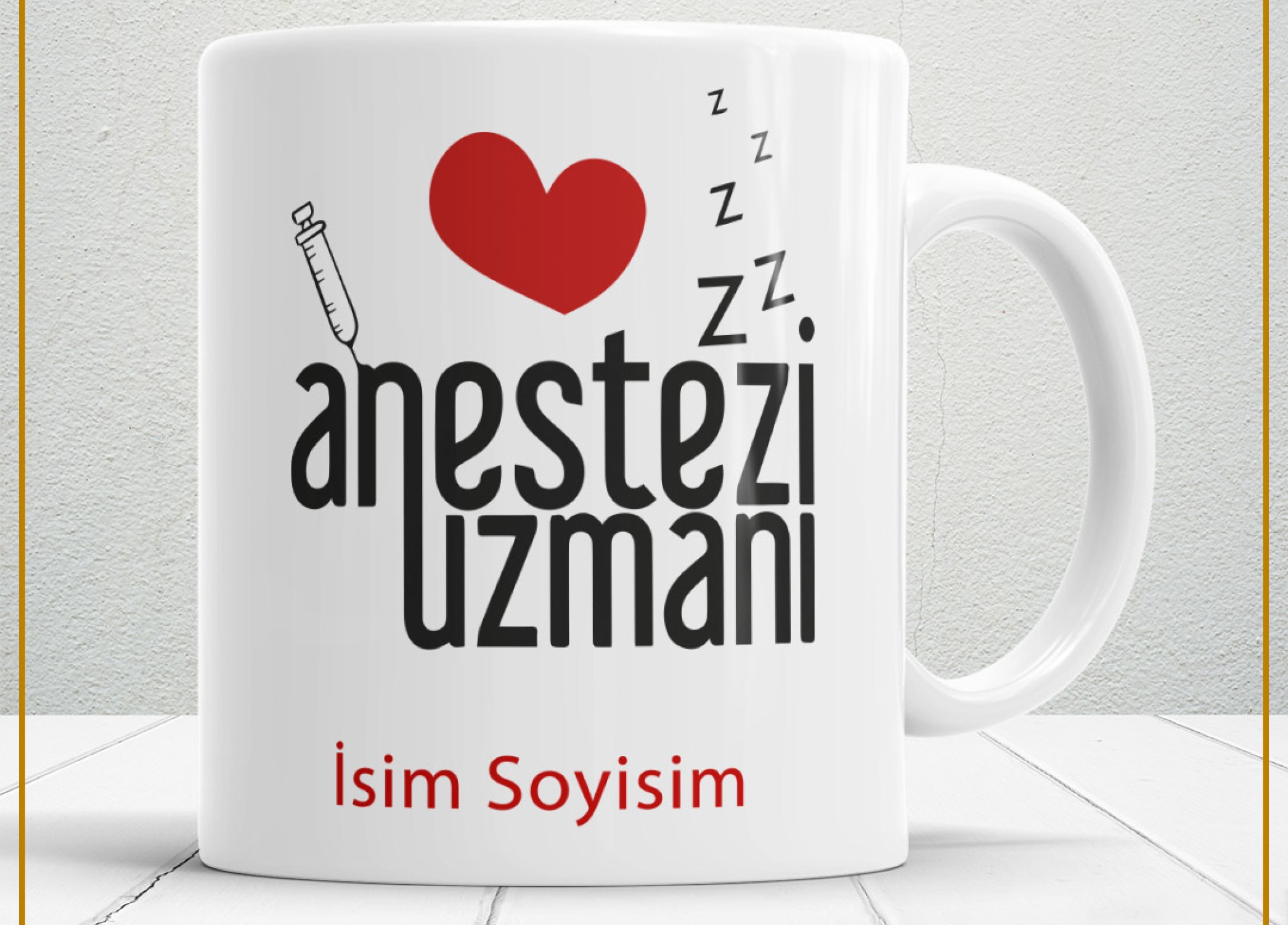 ANESTEZİ UZMANI TEMALI PORSELEN KUPA BARDAK,HEDİYELİK,YÜKSEK KALİTE,MESLEKLER TEMALI
