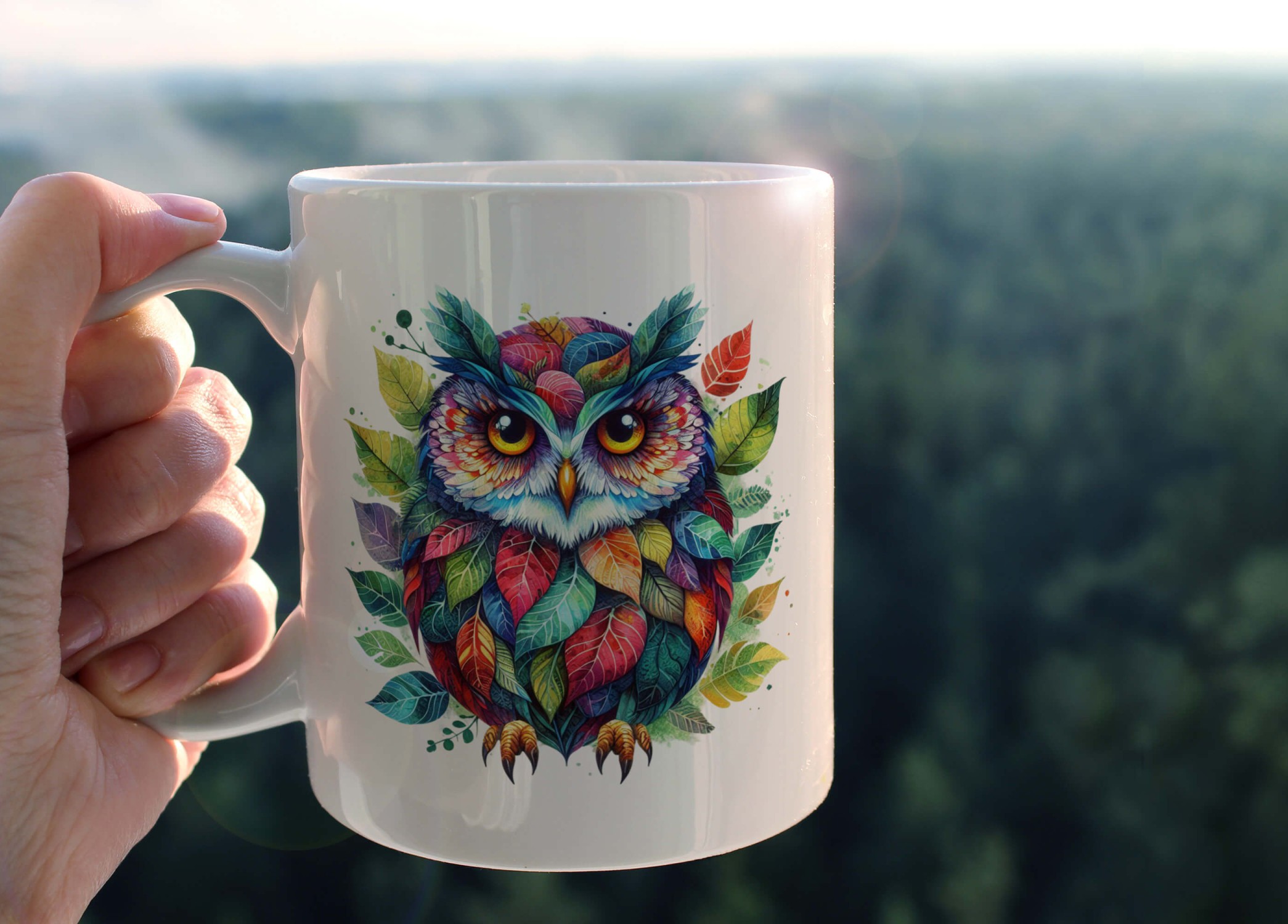 YAPRAK DESENLİ HAYVANLAR SERİSİ 5 , HEDİYELİK ,SEVİMLİ HAYVANLAR,YÜKSEK KALİTE PORSELEN KUPA BARDAK