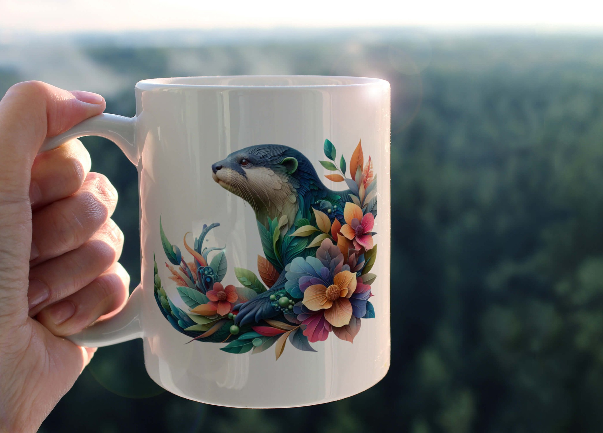 YAPRAK DESENLİ HAYVANLAR SERİSİ 32 , HEDİYELİK ,SEVİMLİ HAYVANLAR,YÜKSEK KALİTE PORSELEN KUPA BARDAK