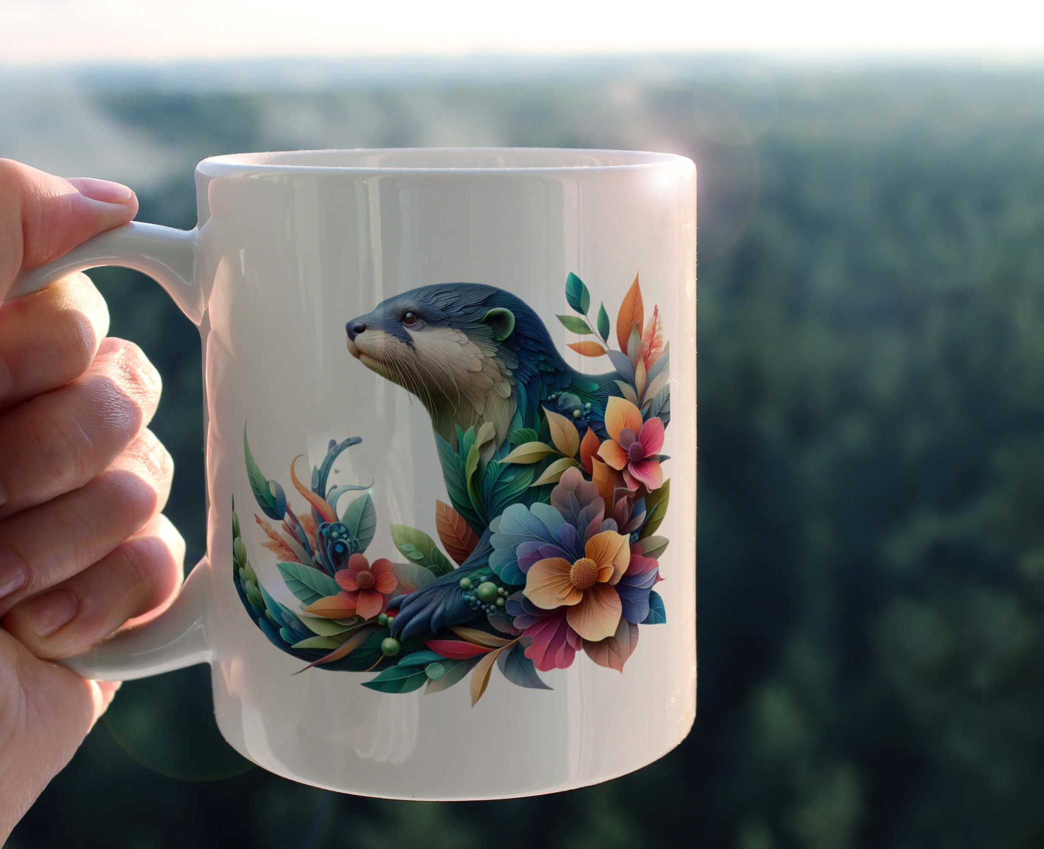 YAPRAK DESENLİ HAYVANLAR SERİSİ 32 , HEDİYELİK ,SEVİMLİ HAYVANLAR,YÜKSEK KALİTE PORSELEN KUPA BARDAK