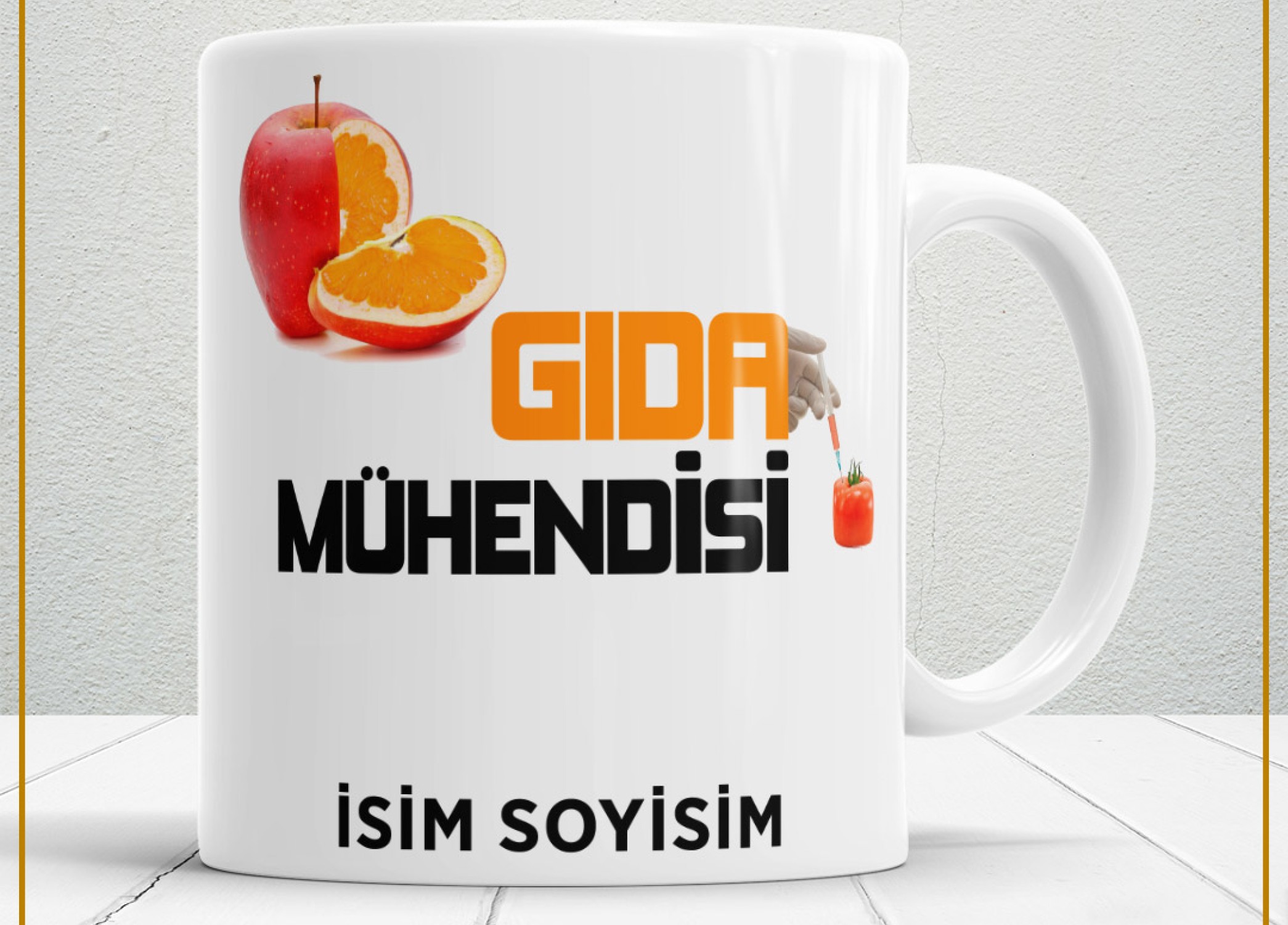 GIDA MÜHENDİSİ 2 TEMALI PORSELEN KUPA BARDAK,HEDİYELİK,YÜKSEK KALİTE,MESLEKLER TEMALI