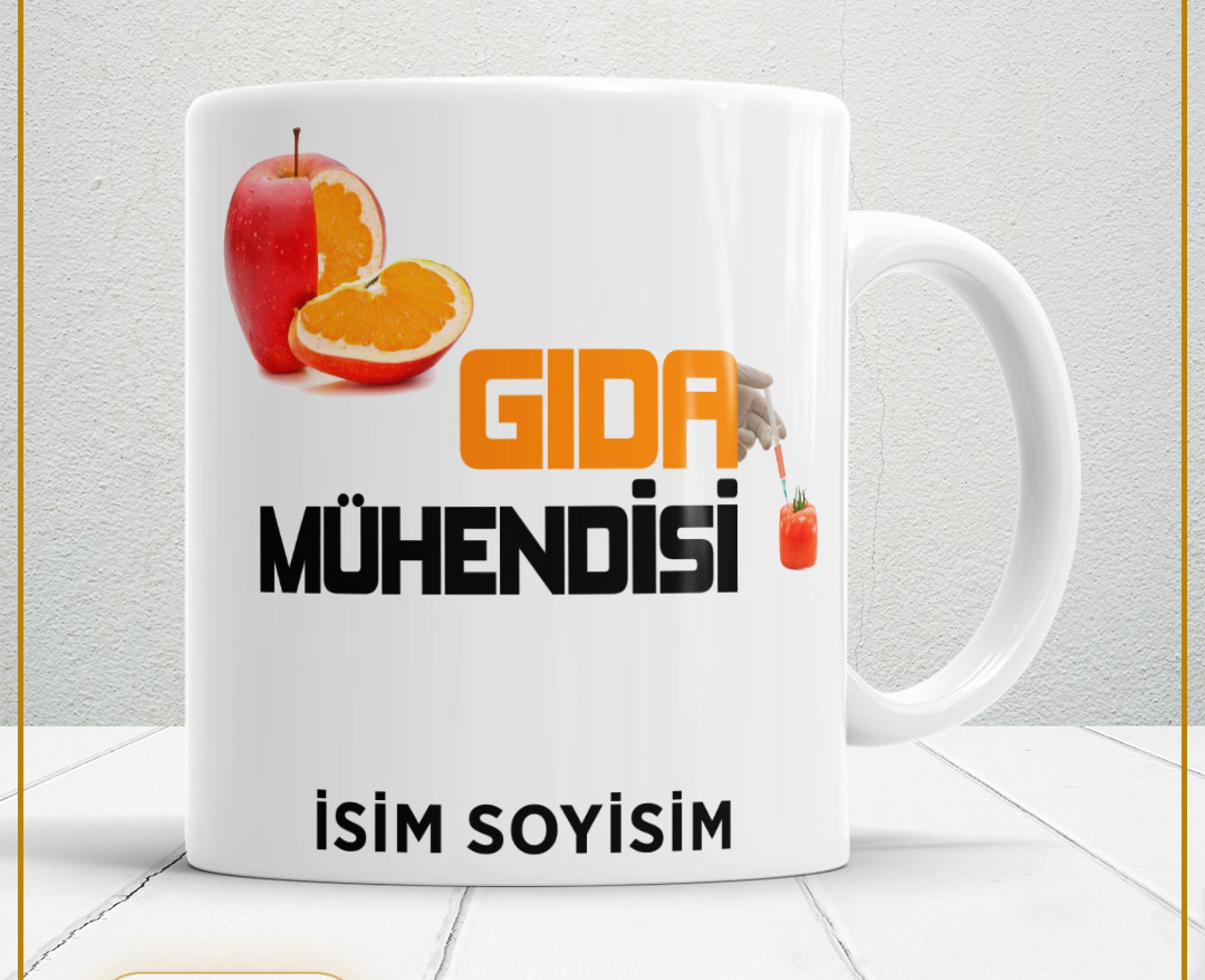 GIDA MÜHENDİSİ 2 TEMALI PORSELEN KUPA BARDAK,HEDİYELİK,YÜKSEK KALİTE,MESLEKLER TEMALI