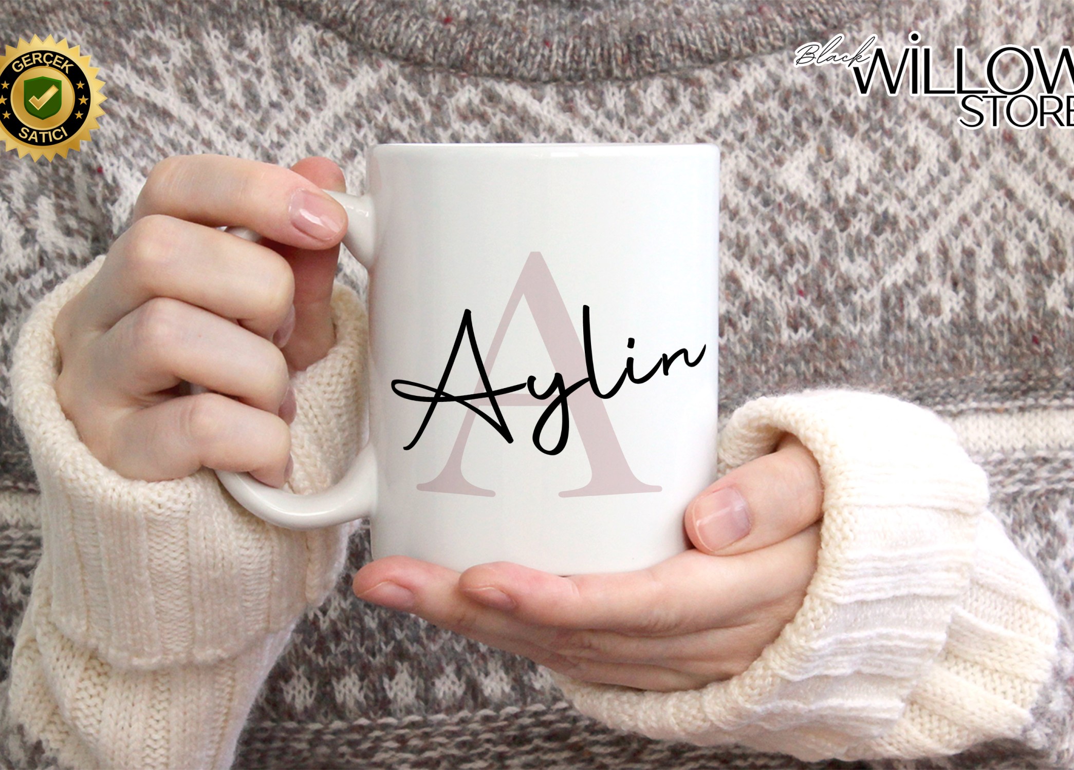 KİŞİYE ÖZEL KADIN İSİMLİ A HARFİ PORSELEN KUPA BARDAK,MODERN,ESTETİK,HEDİYE,KALİTELİ