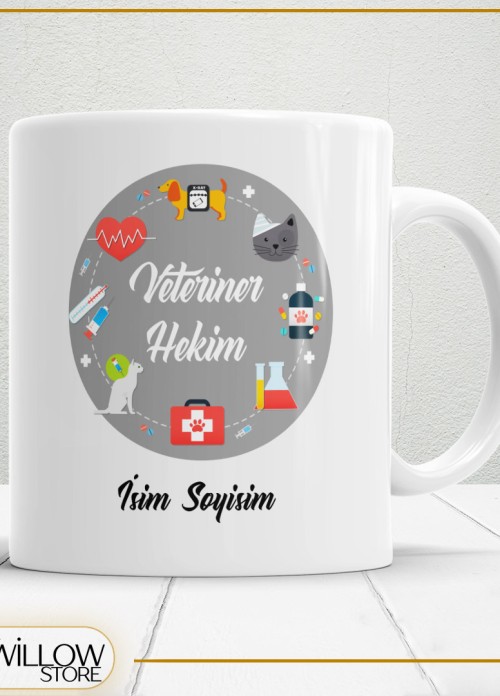VETERİNER HEKİM 3 TEMALI PORSELEN KUPA BARDAK,HEDİYELİK,YÜKSEK KALİTE,MESLEKLER TEMALI