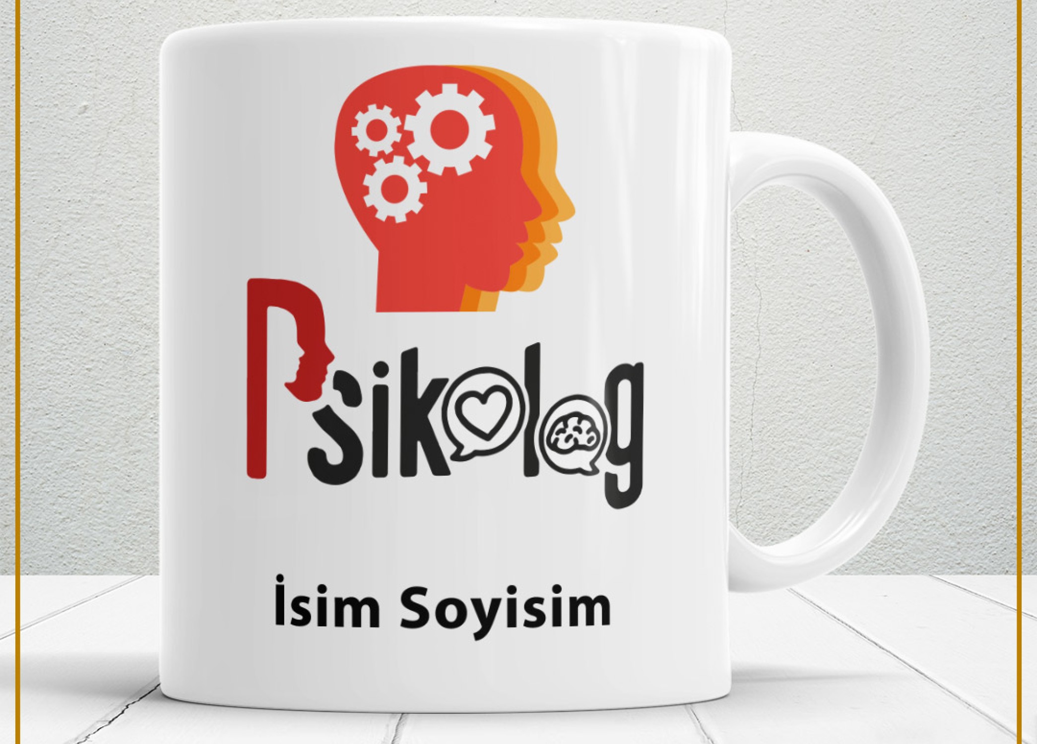 PSİKOLOG TEMALI PORSELEN KUPA BARDAK,HEDİYELİK,YÜKSEK KALİTE,MESLEKLER TEMALI