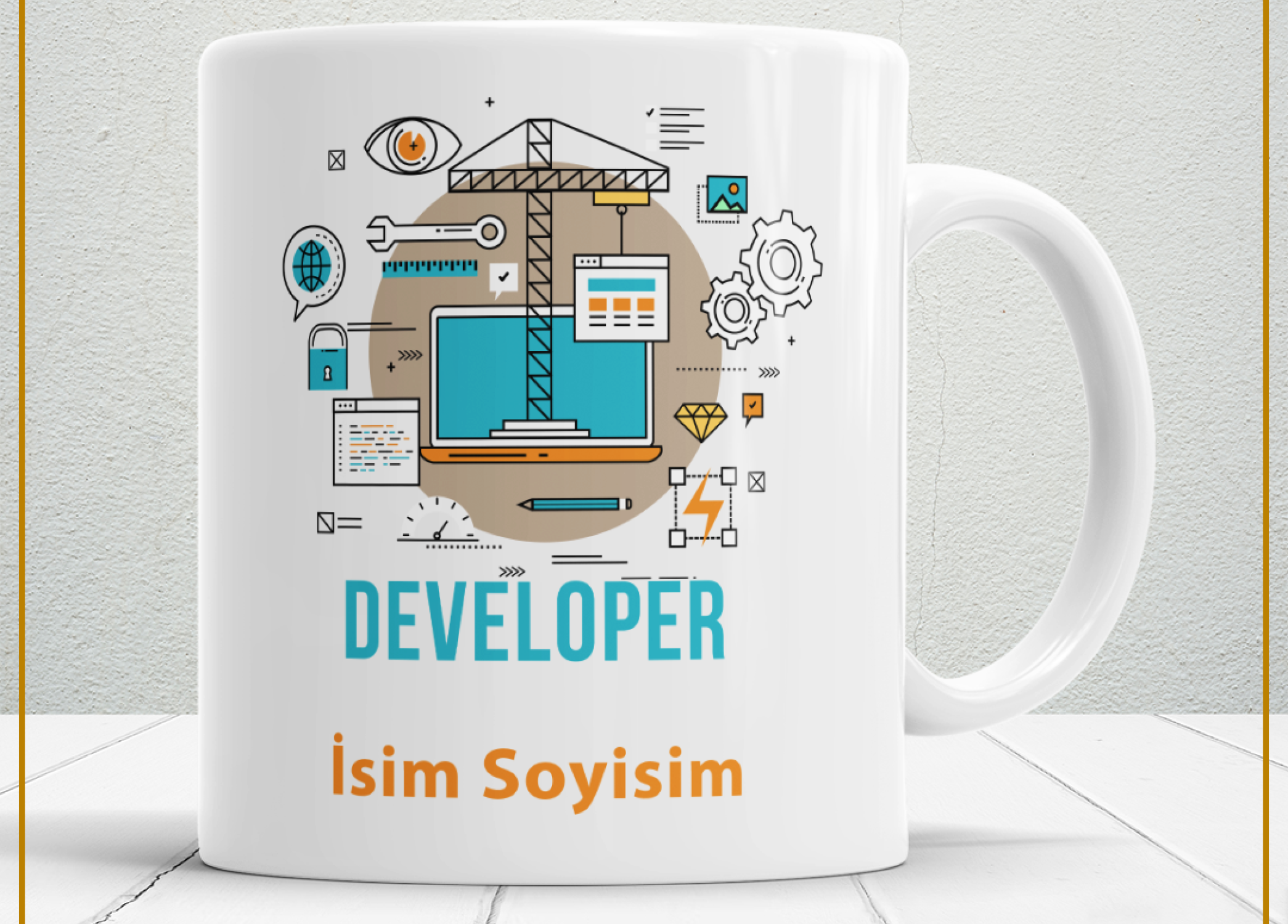 DEVELOPER 3 TEMALI PORSELEN KUPA BARDAK,HEDİYELİK,YÜKSEK KALİTE,MESLEKLER TEMALI