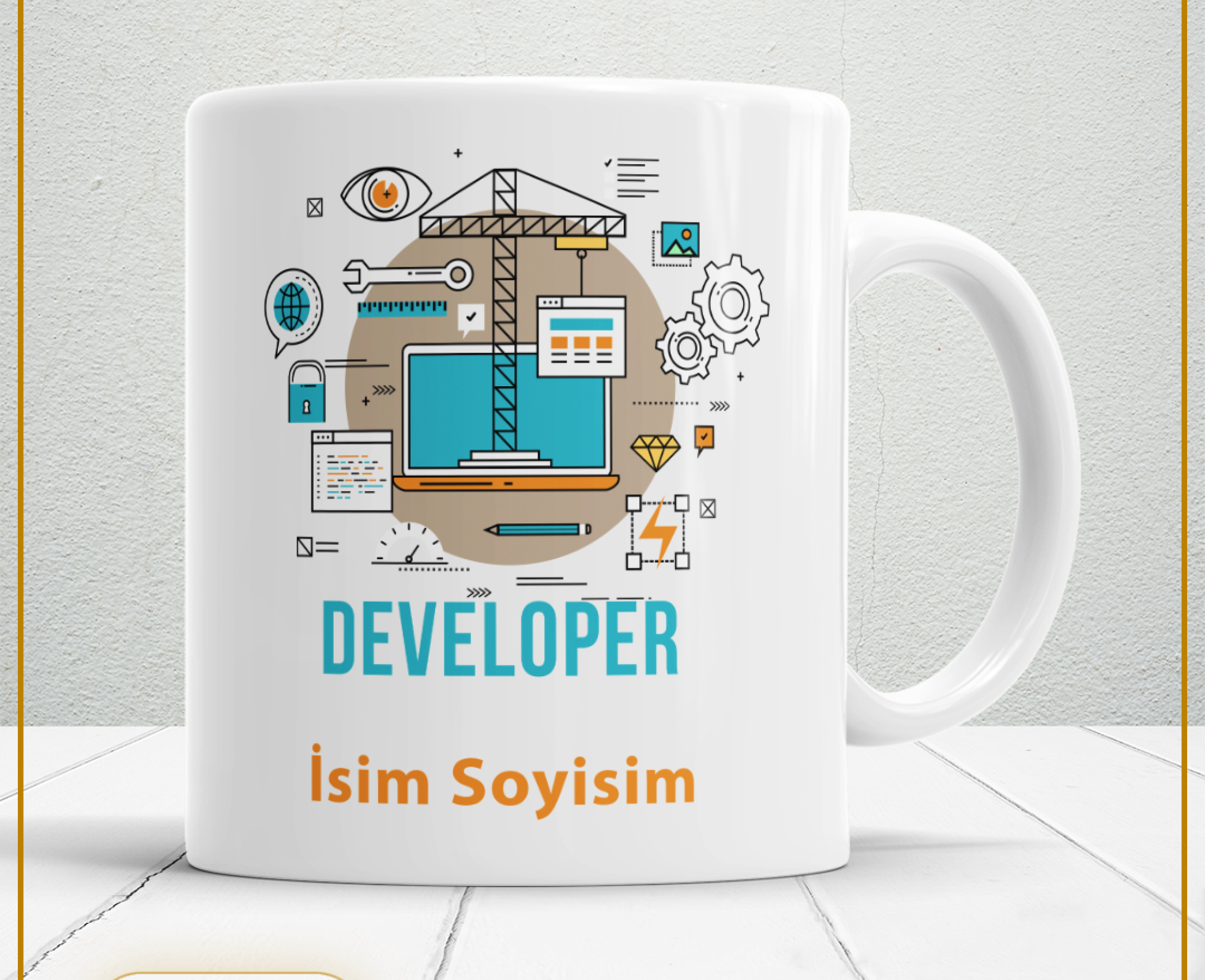DEVELOPER 3 TEMALI PORSELEN KUPA BARDAK,HEDİYELİK,YÜKSEK KALİTE,MESLEKLER TEMALI