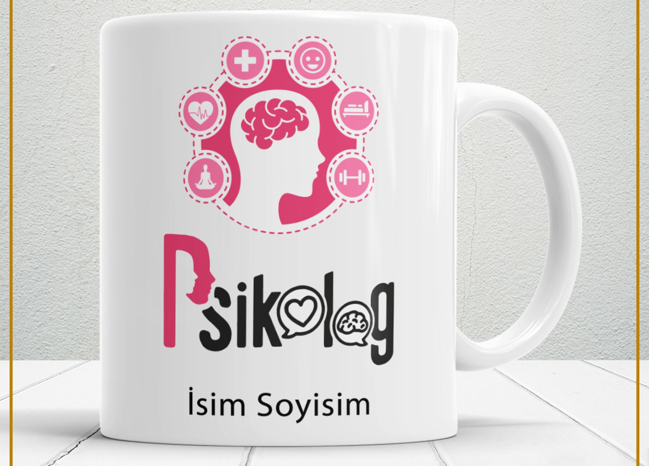 PSİKOLOG 2 TEMALI PORSELEN KUPA BARDAK,HEDİYELİK,YÜKSEK KALİTE,MESLEKLER TEMALI