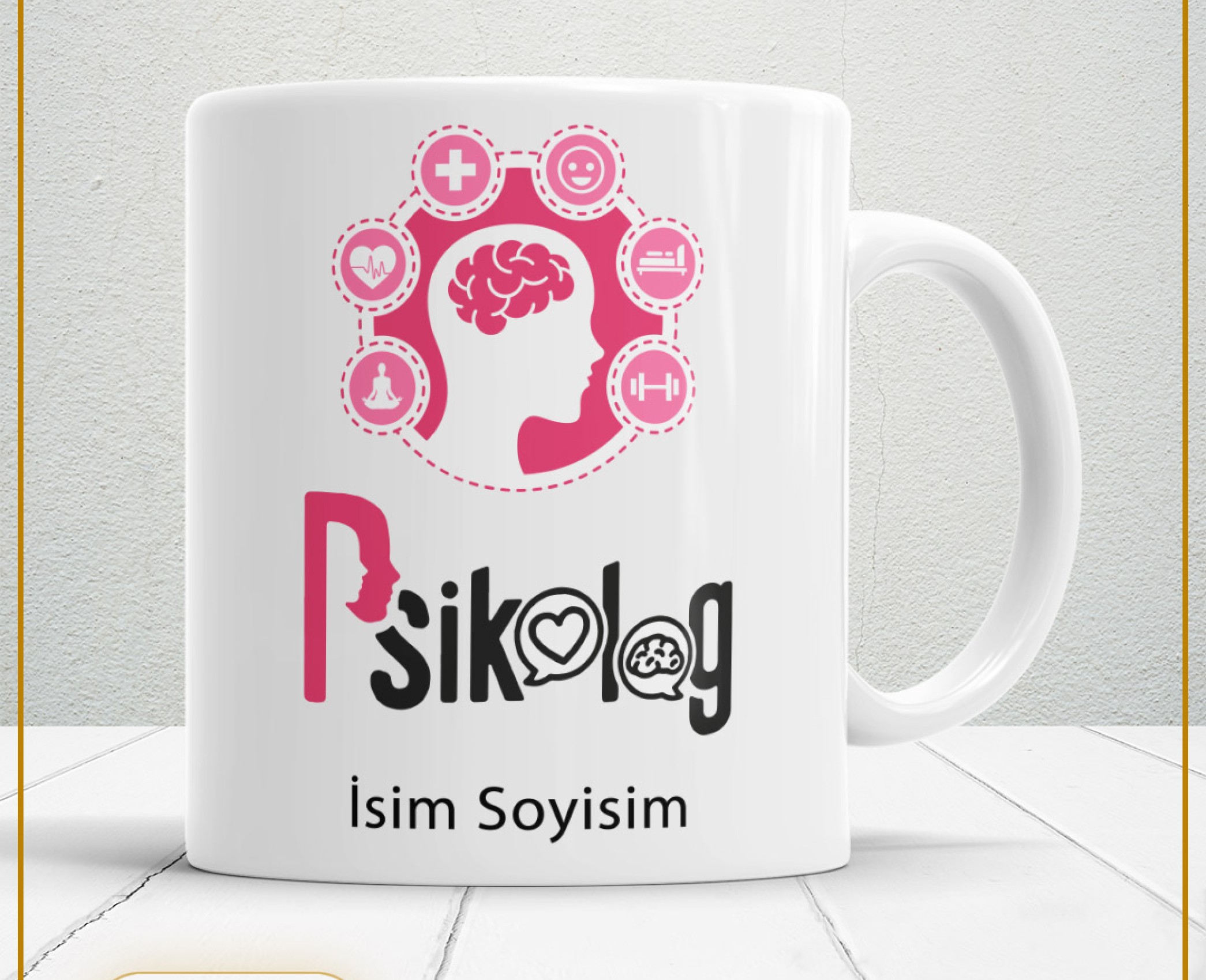 PSİKOLOG 2 TEMALI PORSELEN KUPA BARDAK,HEDİYELİK,YÜKSEK KALİTE,MESLEKLER TEMALI