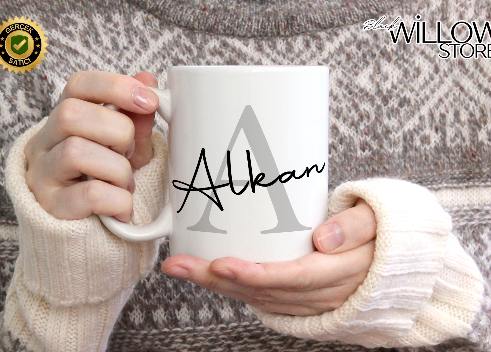 KİŞİYE ÖZEL ERKEK İSİMLİ A HARFİ PORSELEN KUPA BARDAK,MODERN,ESTETİK,HEDİYE,KALİTELİ