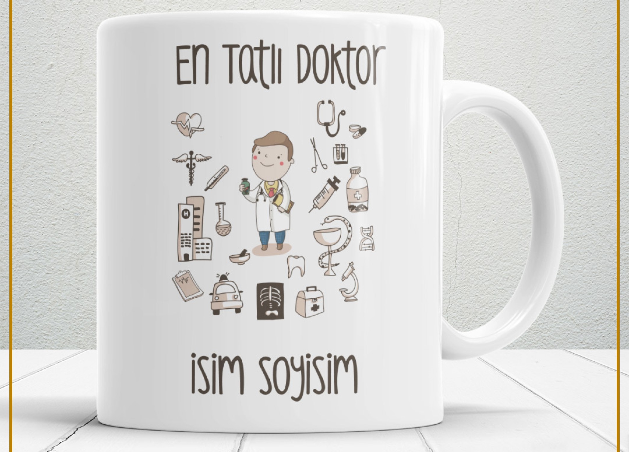 EN TATLI DOKTOR 2 TEMALI PORSELEN KUPA BARDAK,HEDİYELİK,YÜKSEK KALİTE,MESLEKLER TEMALI