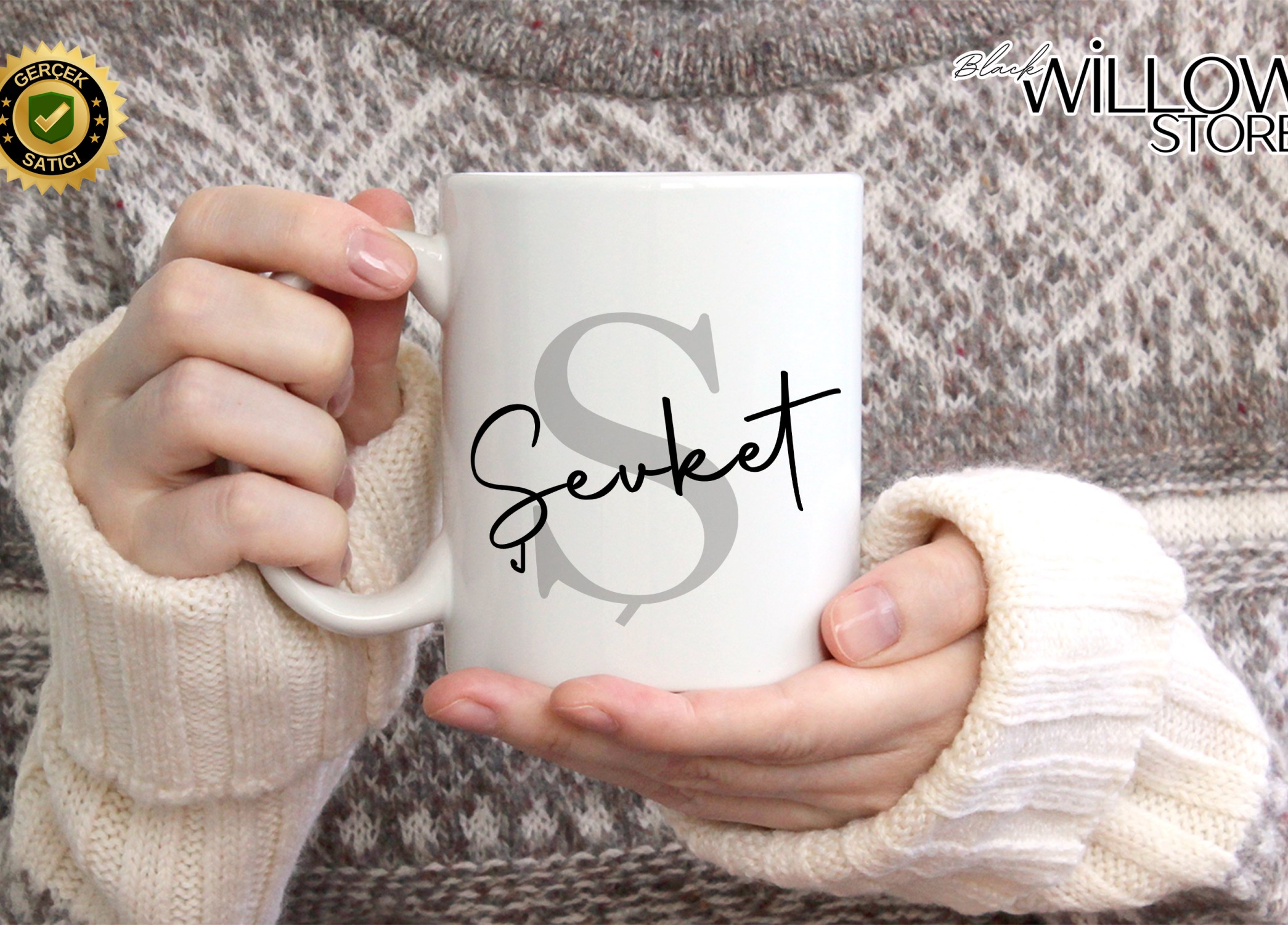 KİŞİYE ÖZEL ERKEK İSİMLİ Ş HARFİ PORSELEN KUPA BARDAK,MODERN,ESTETİK,HEDİYE,KALİTELİ