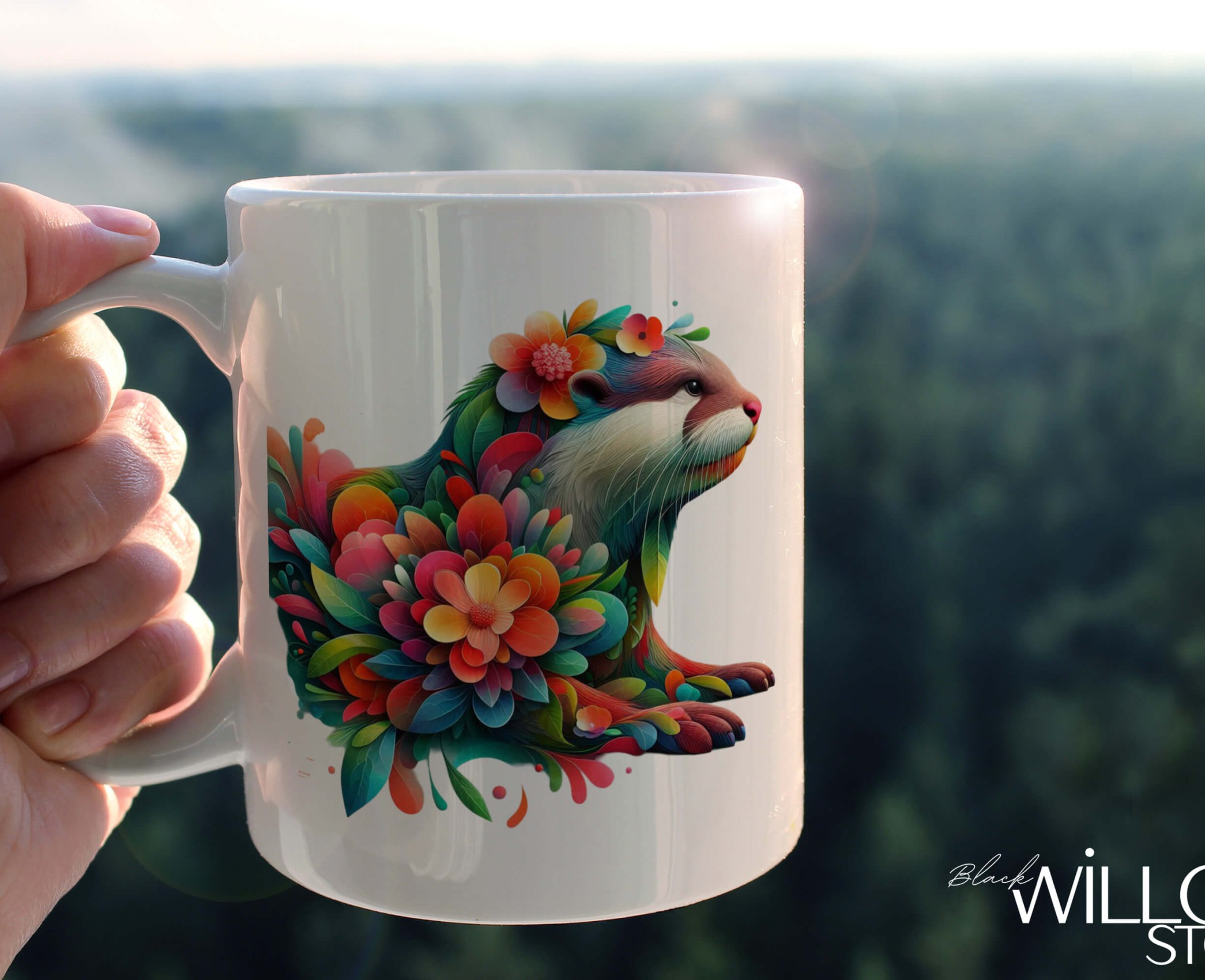 YAPRAK DESENLİ HAYVANLAR SERİSİ 34 , HEDİYELİK ,SEVİMLİ HAYVANLAR,YÜKSEK KALİTE PORSELEN KUPA BARDAK