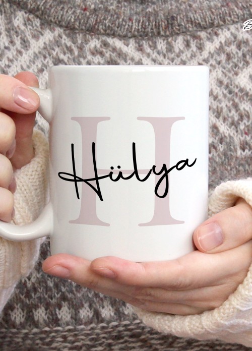 KİŞİYE ÖZEL KADIN İSİMLİ H HARFİ PORSELEN KUPA BARDAK,MODERN,ESTETİK,HEDİYE,KALİTELİ