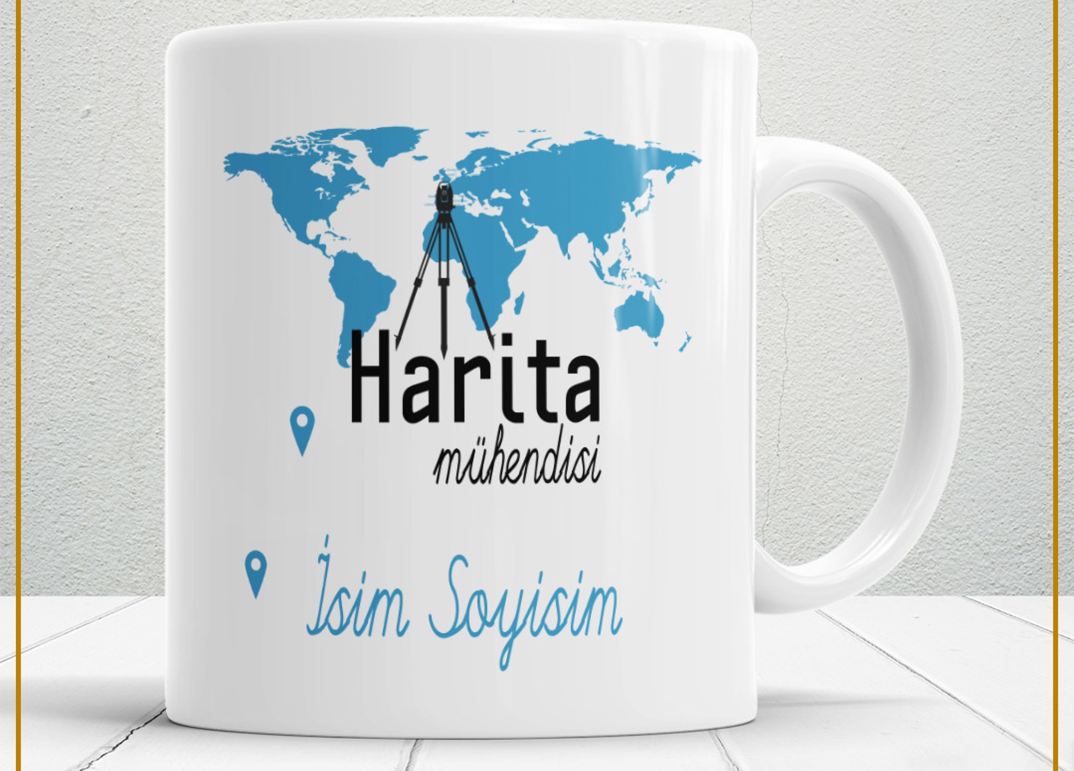 HARİTA MÜHENDİSİ TEMALI PORSELEN KUPA BARDAK,HEDİYELİK,YÜKSEK KALİTE,MESLEKLER TEMALI