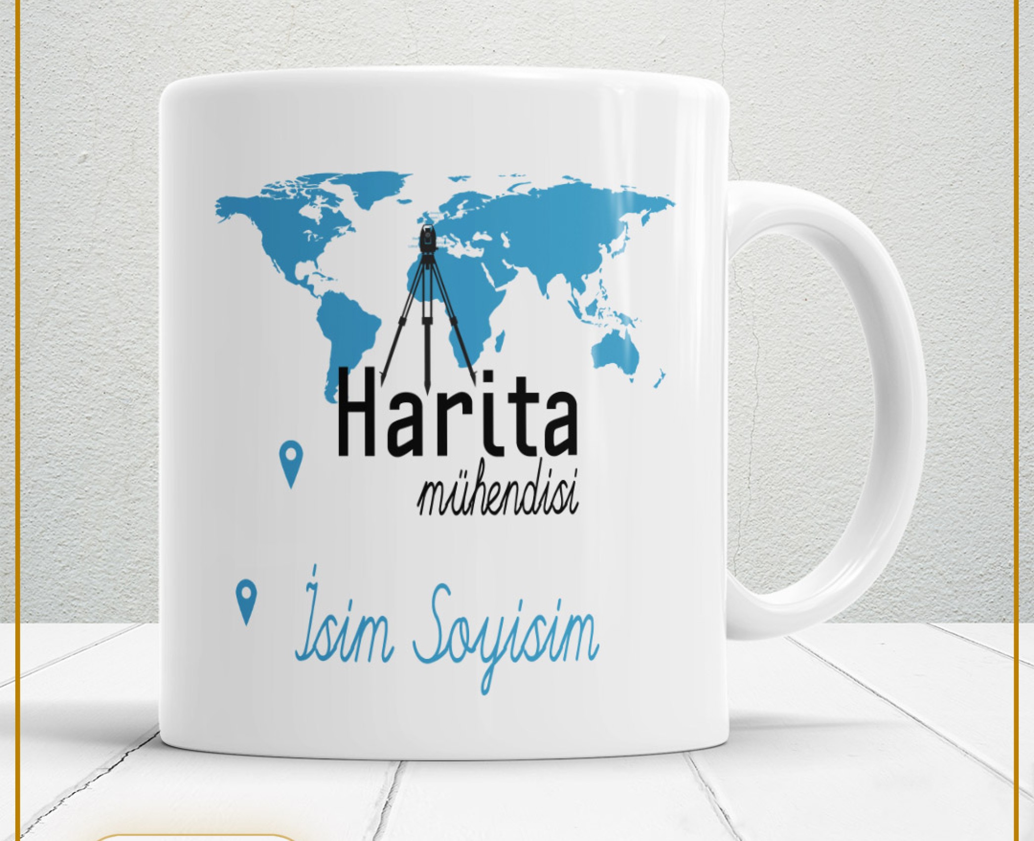HARİTA MÜHENDİSİ TEMALI PORSELEN KUPA BARDAK,HEDİYELİK,YÜKSEK KALİTE,MESLEKLER TEMALI