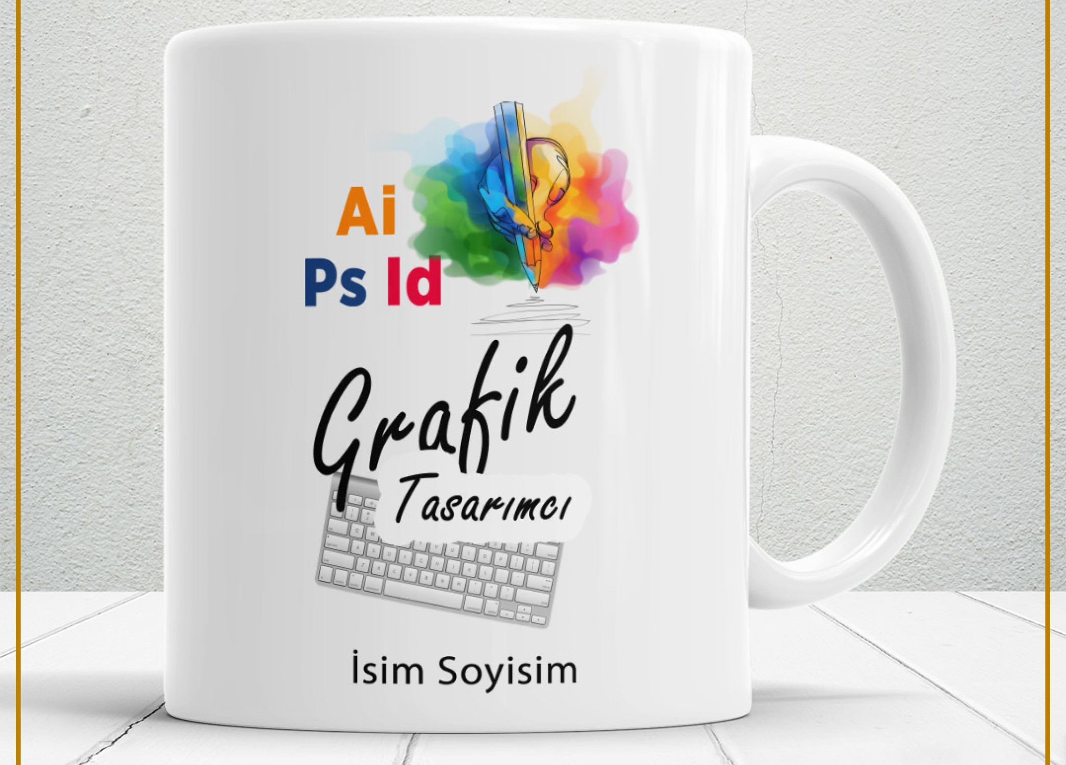 GRAFİK TASARIMCI TEMALI PORSELEN KUPA BARDAK,HEDİYELİK,YÜKSEK KALİTE,MESLEKLER TEMALI