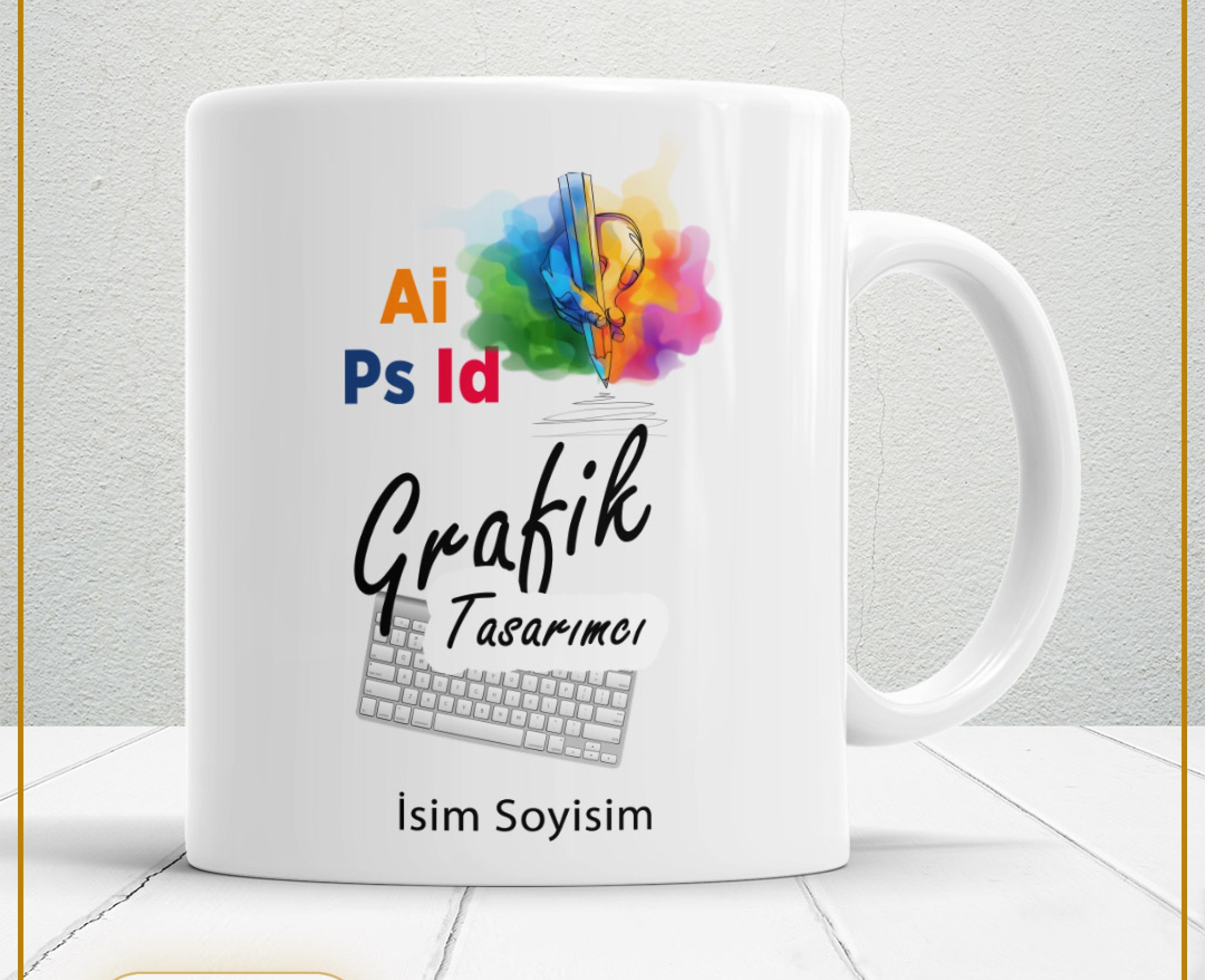 GRAFİK TASARIMCI TEMALI PORSELEN KUPA BARDAK,HEDİYELİK,YÜKSEK KALİTE,MESLEKLER TEMALI