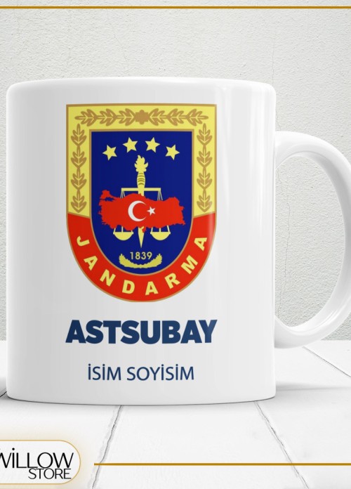 JANDARMA TEMALI PORSELEN KUPA BARDAK,HEDİYELİK,YÜKSEK KALİTE,MESLEKLER TEMALI