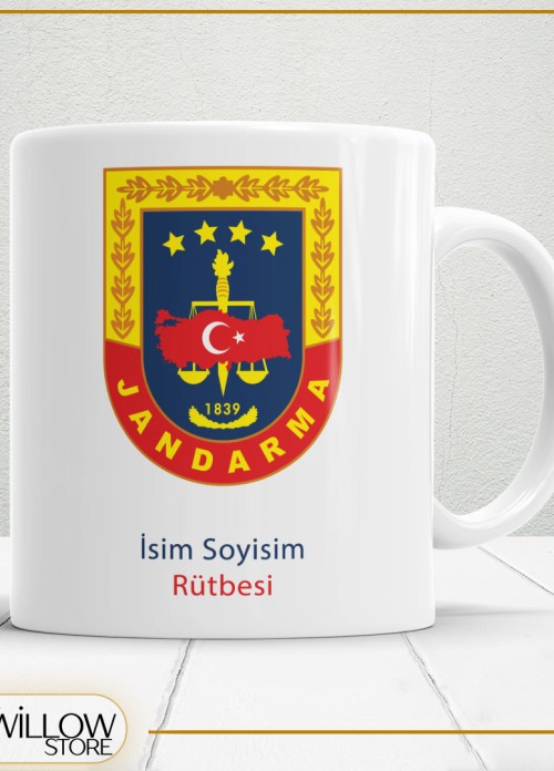 JANDARMA 2 TEMALI PORSELEN KUPA BARDAK,HEDİYELİK,YÜKSEK KALİTE,MESLEKLER TEMALI