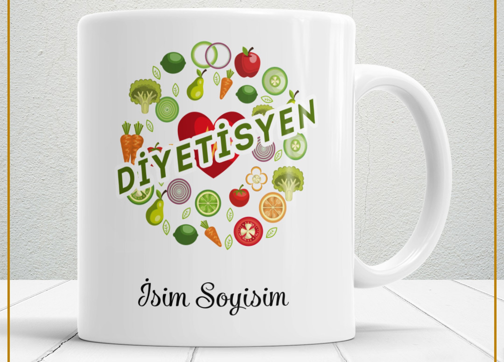 DİYETİSYEN 3 TEMALI PORSELEN KUPA BARDAK,HEDİYELİK,YÜKSEK KALİTE,MESLEKLER TEMALI