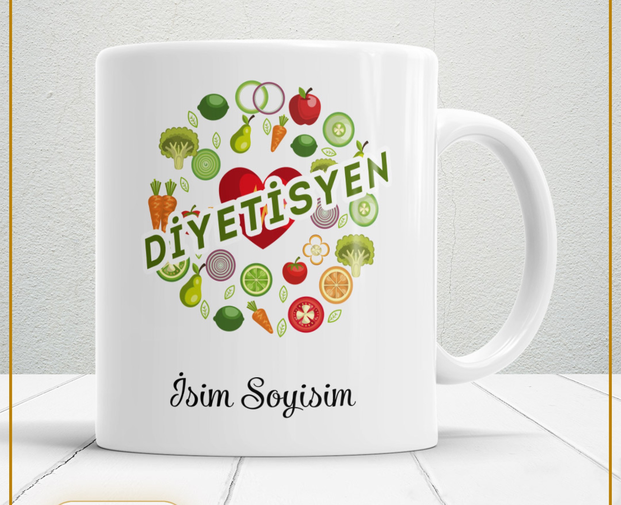 DİYETİSYEN 3 TEMALI PORSELEN KUPA BARDAK,HEDİYELİK,YÜKSEK KALİTE,MESLEKLER TEMALI