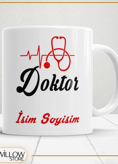 DOKTOR TEMALI PORSELEN KUPA BARDAK,HEDİYELİK,YÜKSEK KALİTE,MESLEKLER TEMALI