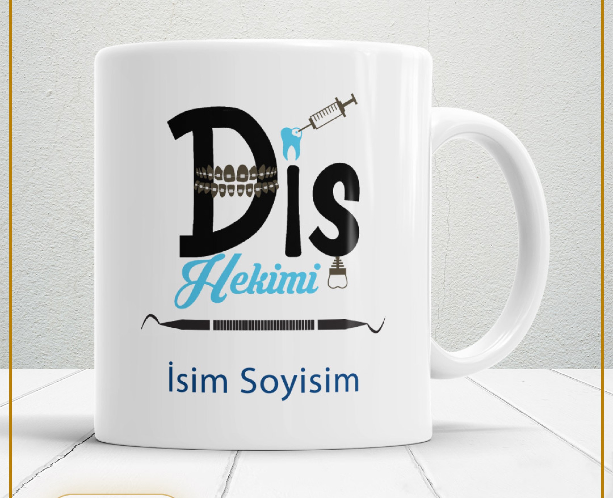 DİŞ HEKİMİ TEMALI PORSELEN KUPA BARDAK,HEDİYELİK,YÜKSEK KALİTE,MESLEKLER TEMALI