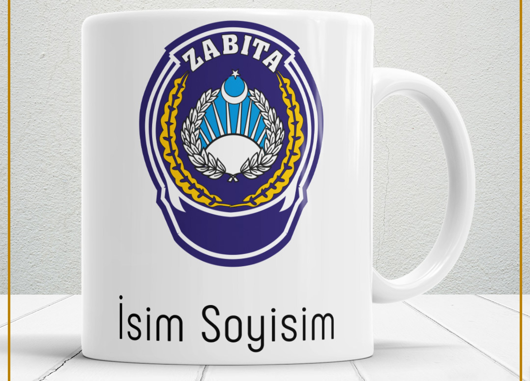 ZABITA 3 TEMALI PORSELEN KUPA BARDAK,HEDİYELİK,YÜKSEK KALİTE,MESLEKLER TEMALI