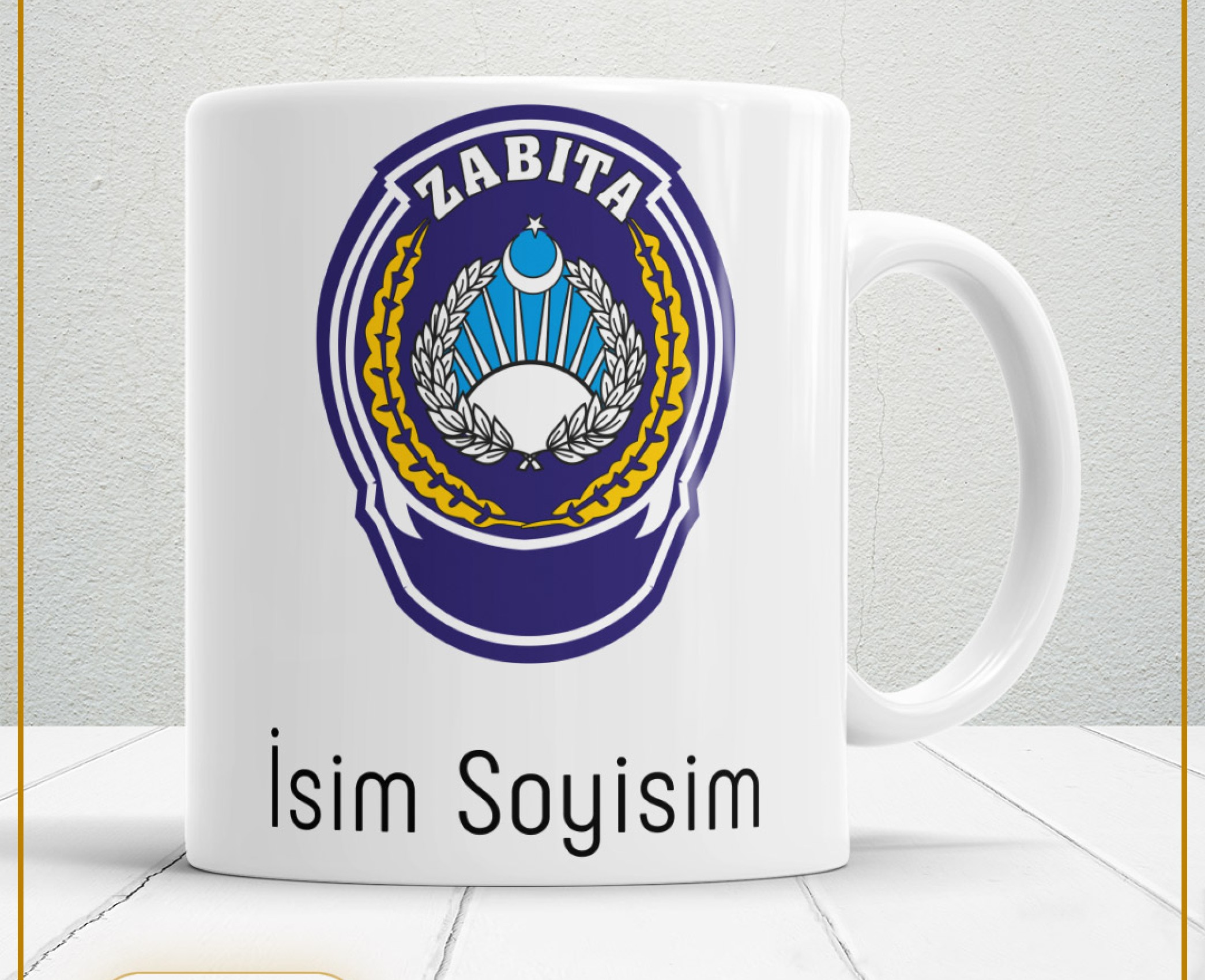 ZABITA 3 TEMALI PORSELEN KUPA BARDAK,HEDİYELİK,YÜKSEK KALİTE,MESLEKLER TEMALI