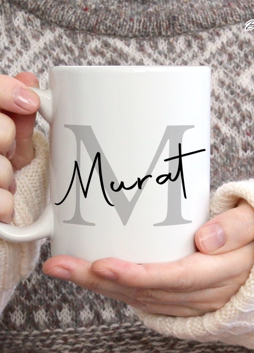KİŞİYE ÖZEL ERKEK İSİMLİ M HARFİ PORSELEN KUPA BARDAK,MODERN,ESTETİK,HEDİYE,KALİTELİ