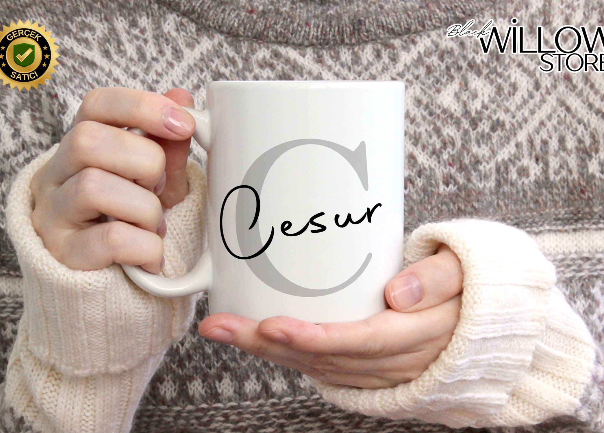 KİŞİYE ÖZEL ERKEK İSİMLİ C HARFİ PORSELEN KUPA BARDAK,MODERN,ESTETİK,HEDİYE,KALİTELİ