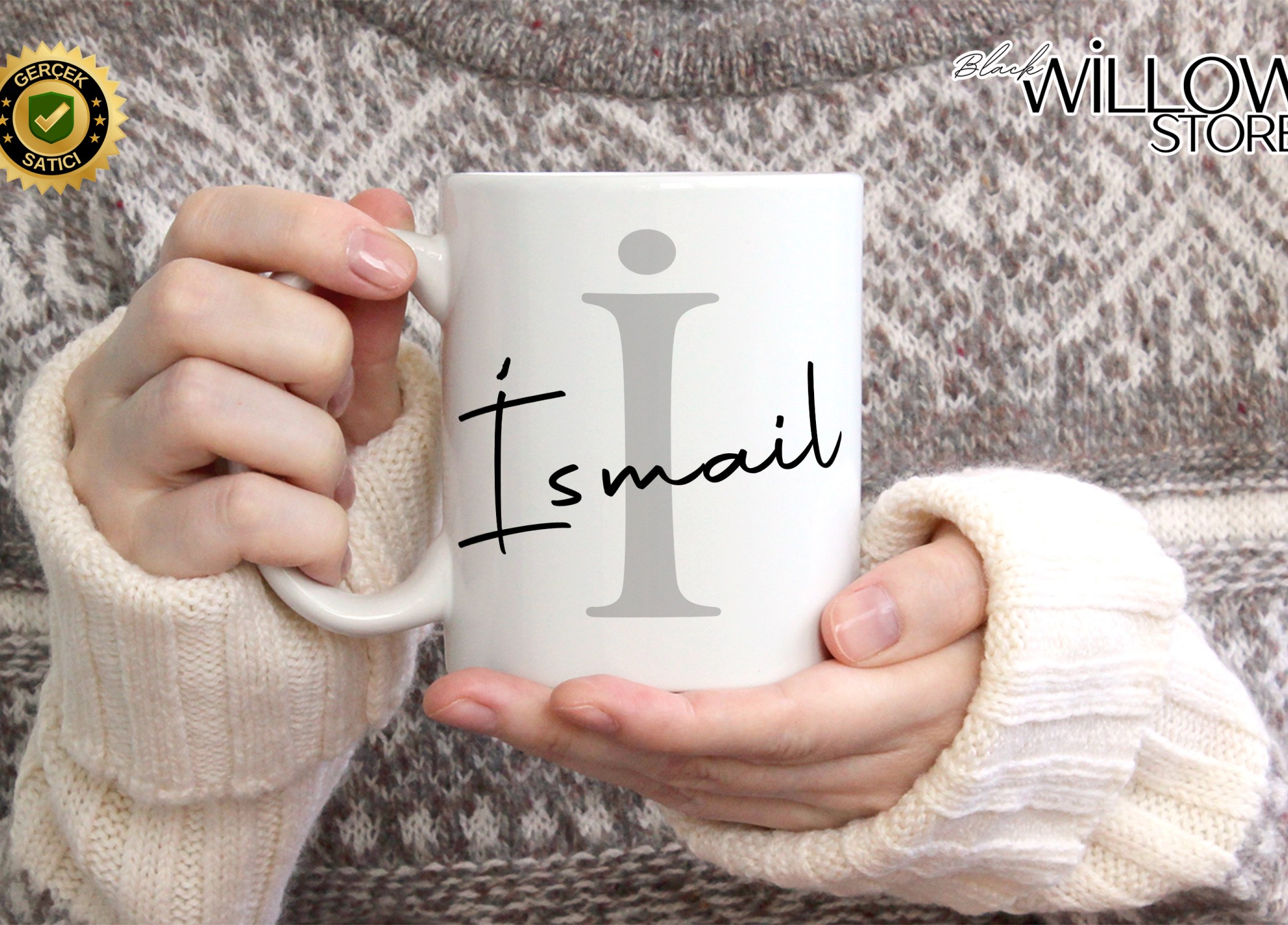 KİŞİYE ÖZEL ERKEK İSİMLİ İ HARFİ PORSELEN KUPA BARDAK,MODERN,ESTETİK,HEDİYE,KALİTELİ