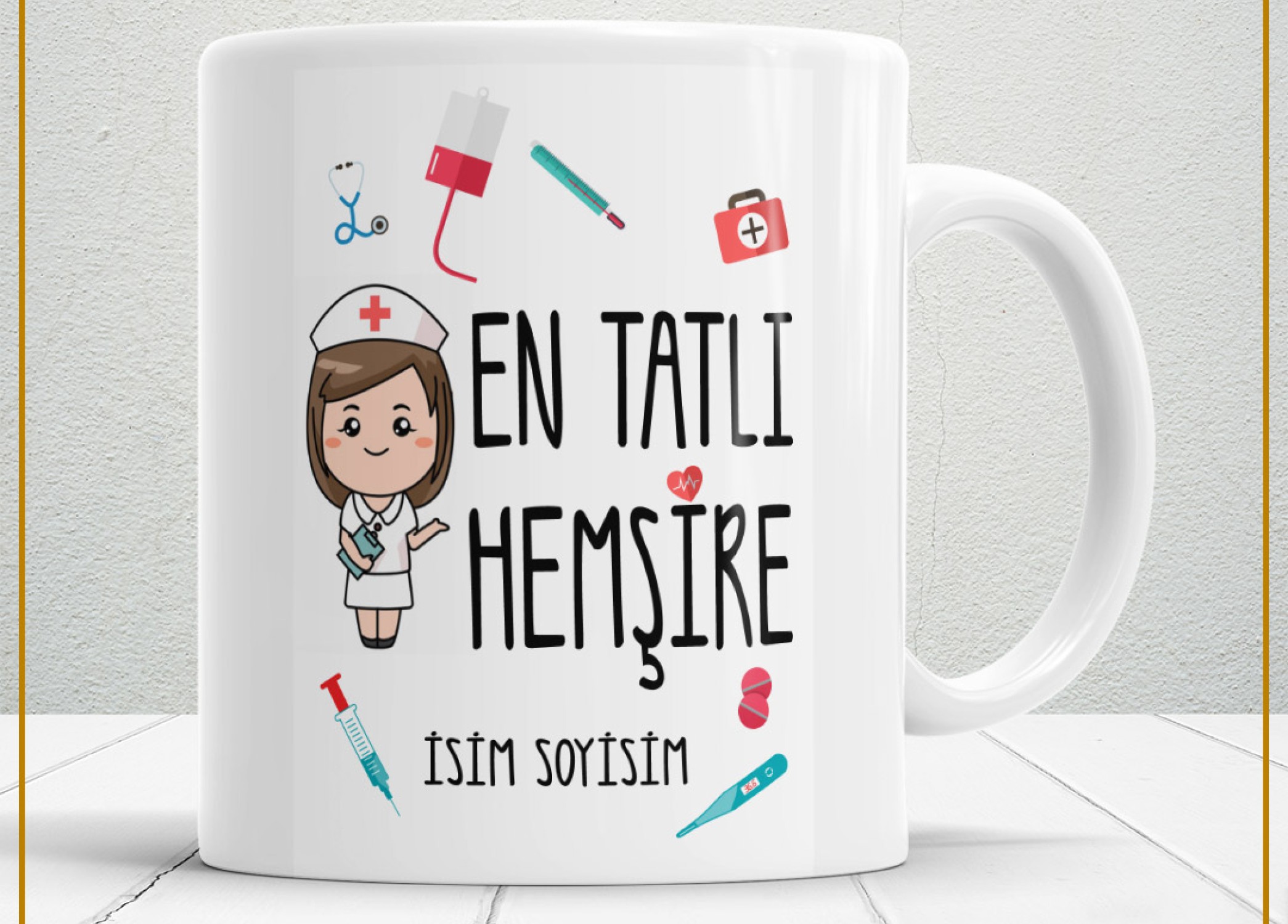 EN TATLI HEMŞİRETEMALI PORSELEN KUPA BARDAK,HEDİYELİK,YÜKSEK KALİTE,MESLEKLER TEMALI