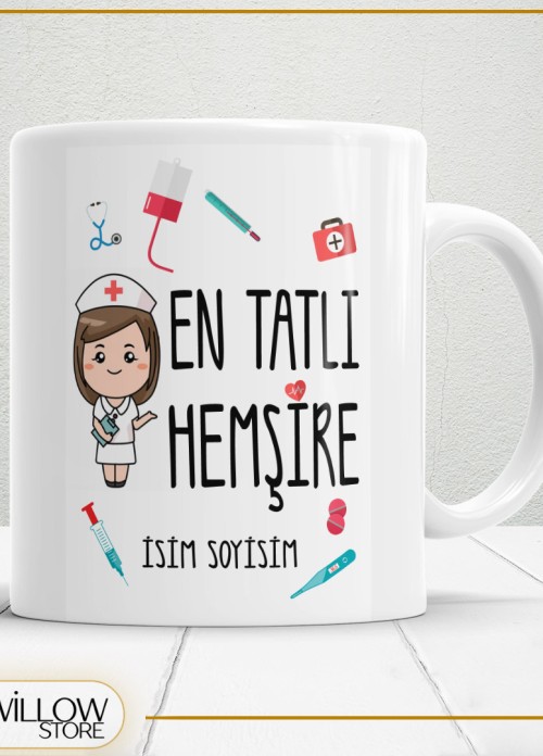 EN TATLI HEMŞİRETEMALI PORSELEN KUPA BARDAK,HEDİYELİK,YÜKSEK KALİTE,MESLEKLER TEMALI