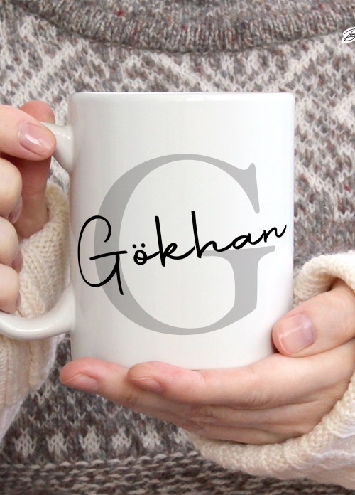 KİŞİYE ÖZEL ERKEK İSİMLİ G HARFİ PORSELEN KUPA BARDAK,MODERN,ESTETİK,HEDİYE,KALİTELİ