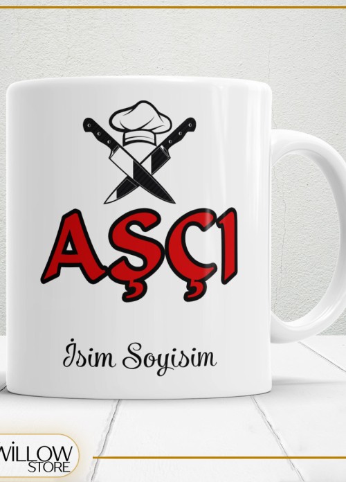 AŞÇI TEMALI PORSELEN KUPA BARDAK,HEDİYELİK,YÜKSEK KALİTE,MESLEKLER TEMALI