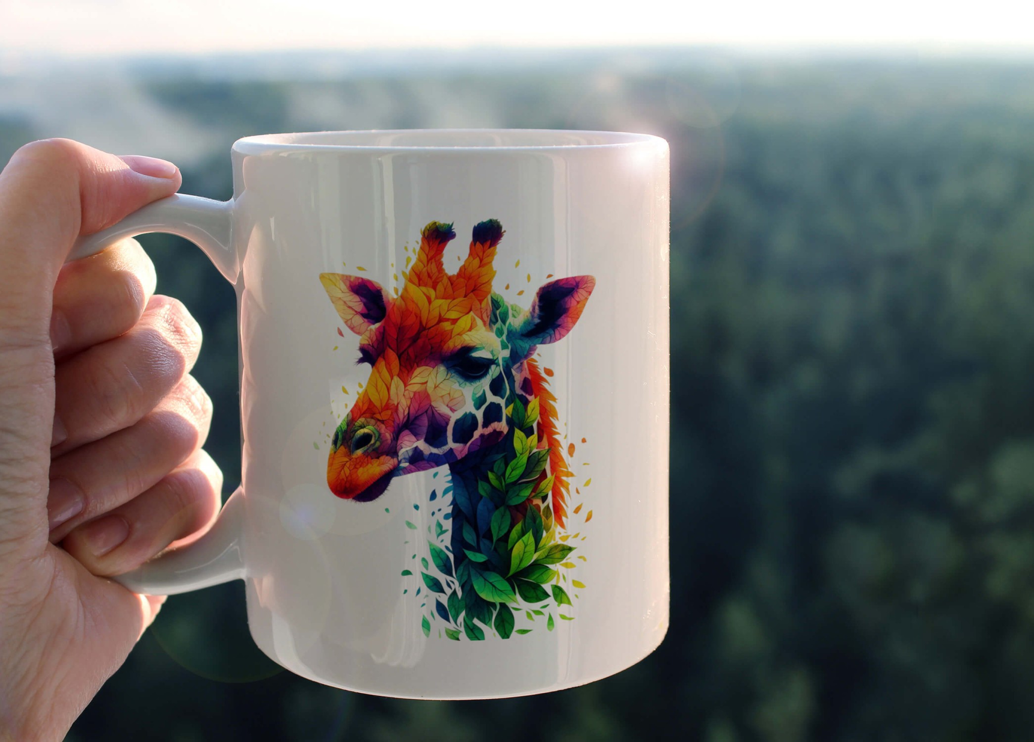 YAPRAK DESENLİ HAYVANLAR SERİSİ 42 , HEDİYELİK ,SEVİMLİ HAYVANLAR,YÜKSEK KALİTE PORSELEN KUPA BARDAK