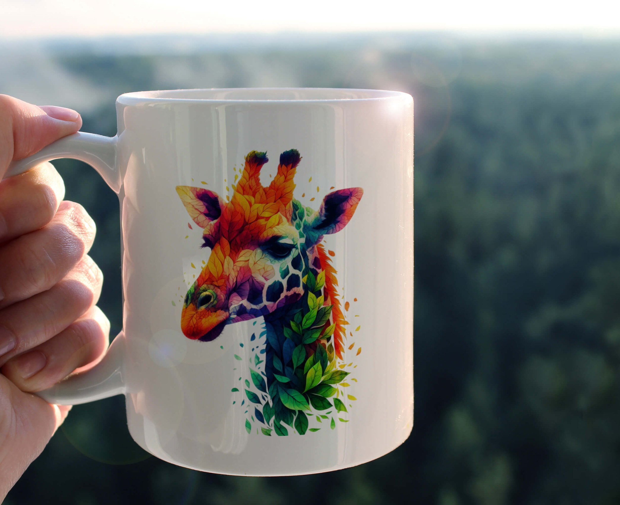 YAPRAK DESENLİ HAYVANLAR SERİSİ 42 , HEDİYELİK ,SEVİMLİ HAYVANLAR,YÜKSEK KALİTE PORSELEN KUPA BARDAK