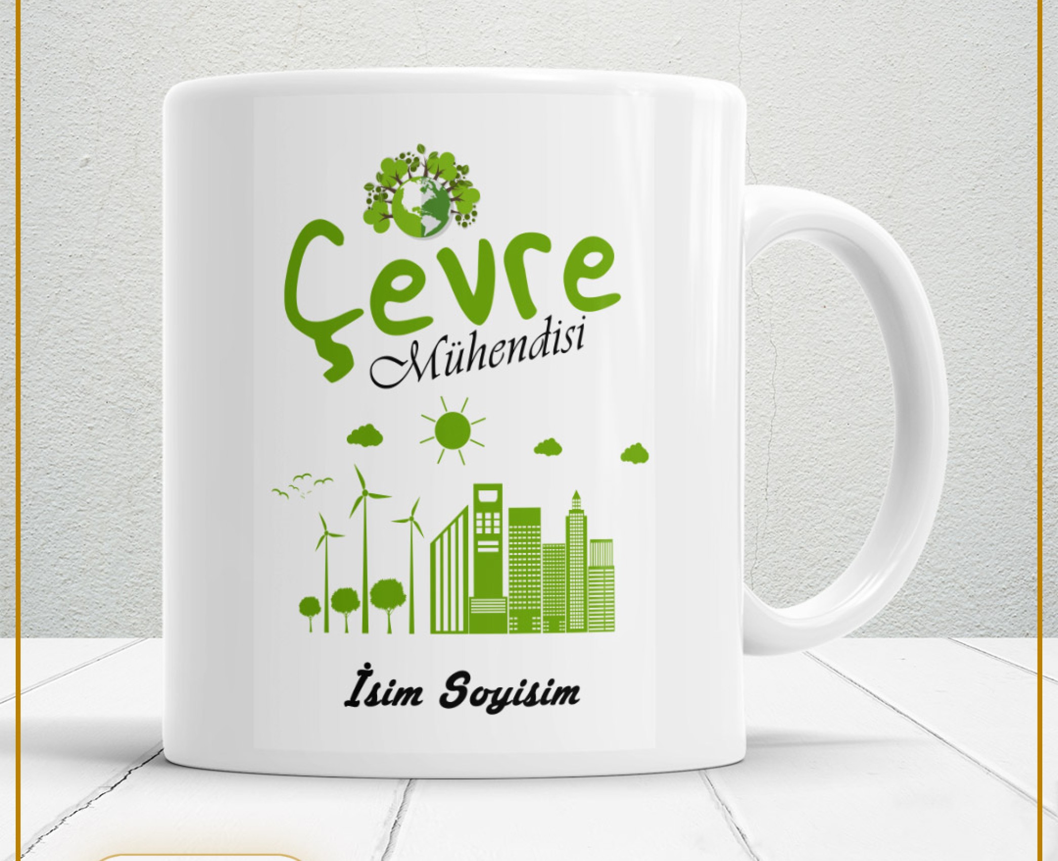 ÇEVRE MÜHENDİSİ TEMALI PORSELEN KUPA BARDAK,HEDİYELİK,YÜKSEK KALİTE,MESLEKLER TEMALI